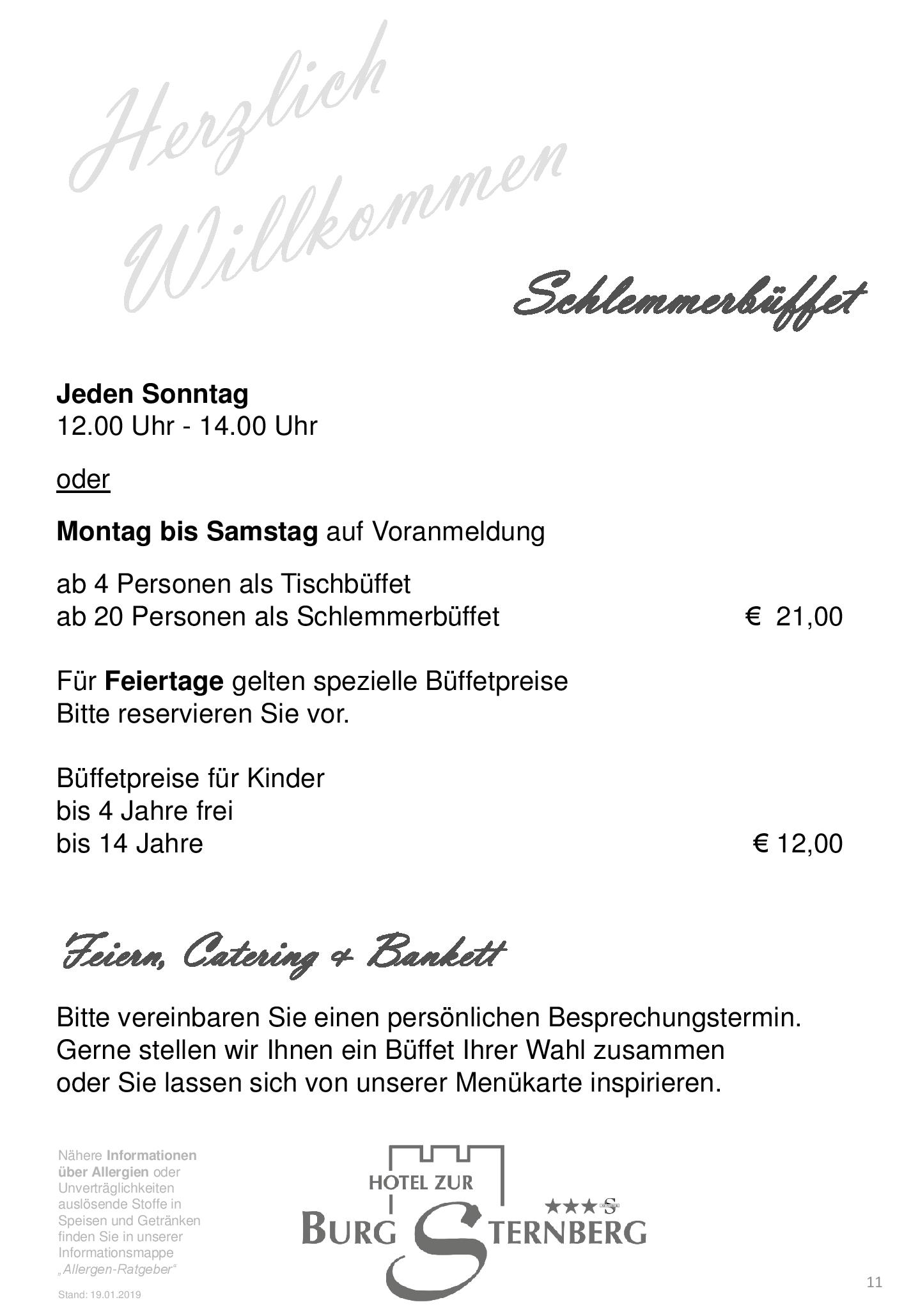 Speisekarte Hotel Zur Burg Sternberg GmbH & Co. KG in Extertal, Seite 11