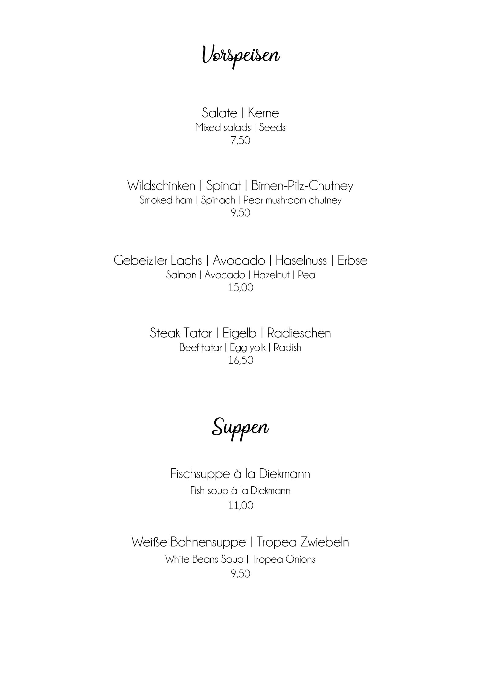 Speisekarte Diekmann in Berlin, Seite 1