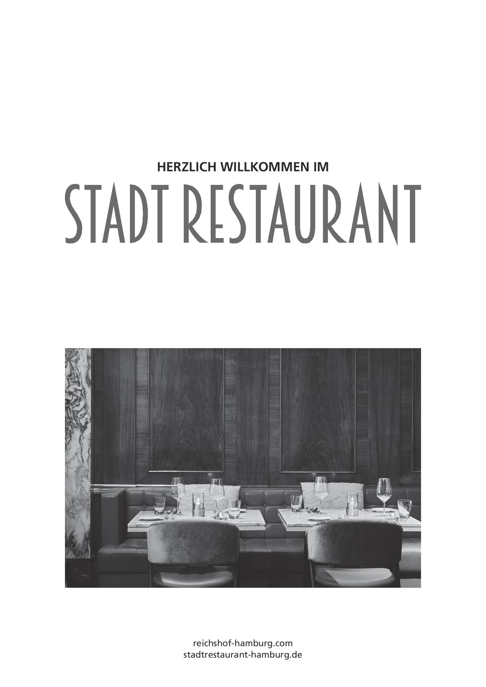 Speisekarte Stadt Restaurant in Hamburg, Seite 1