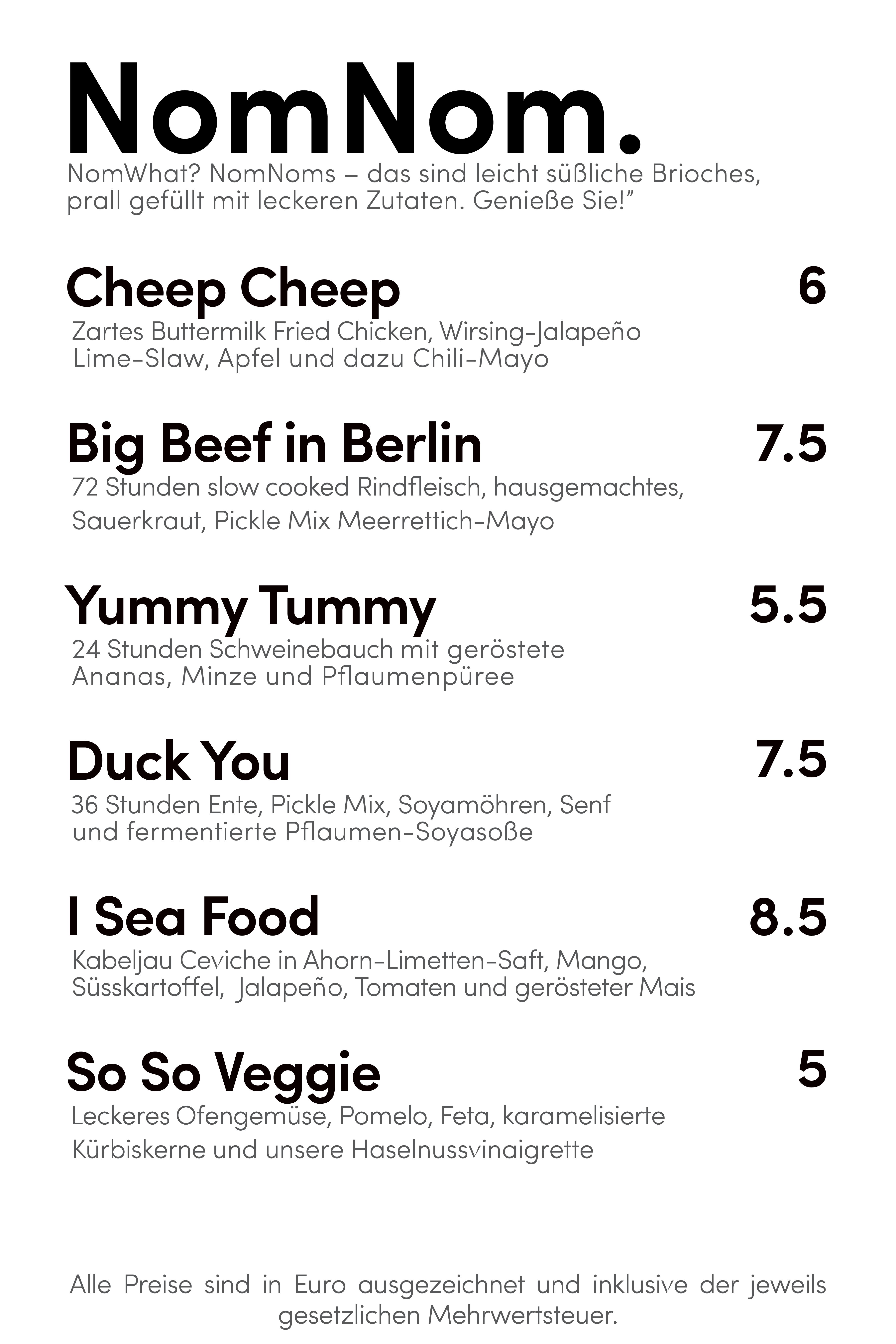 Speisekarte Nom Nom Berlin in berlin, Seite 2