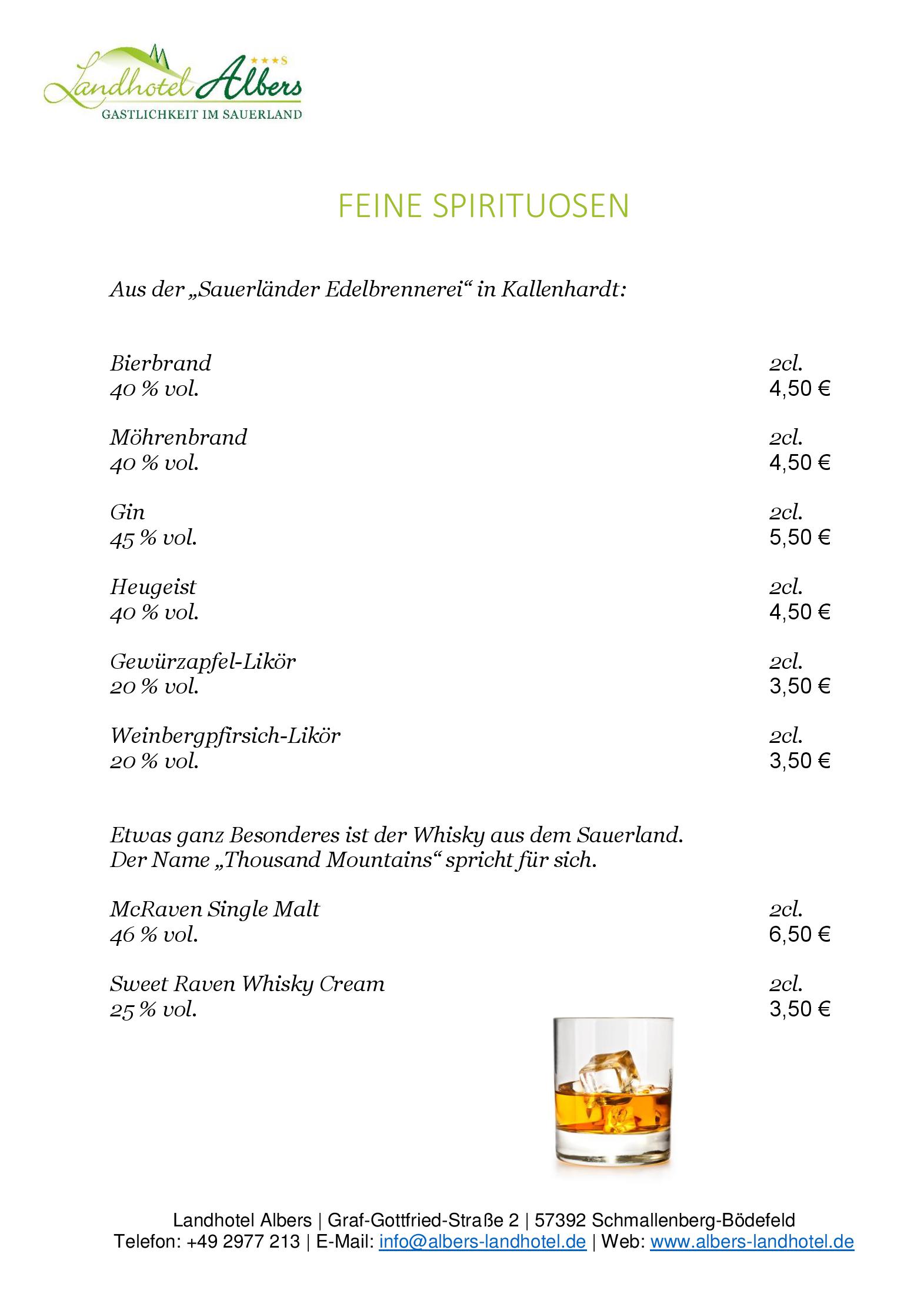 Speisekarte Landhotel Albers in Schmallenberg, Seite 7