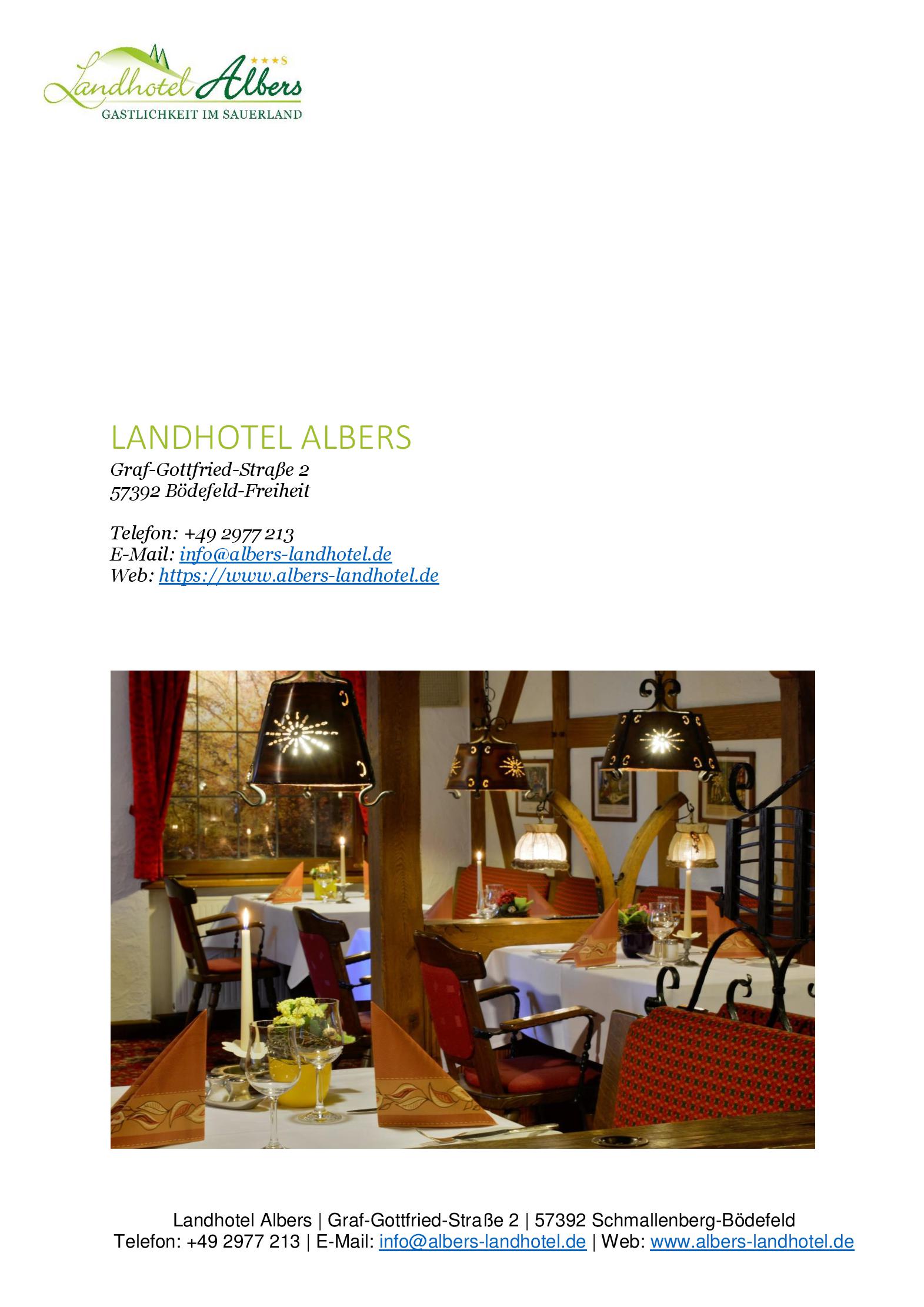 Speisekarte Landhotel Albers in Schmallenberg, Seite 13