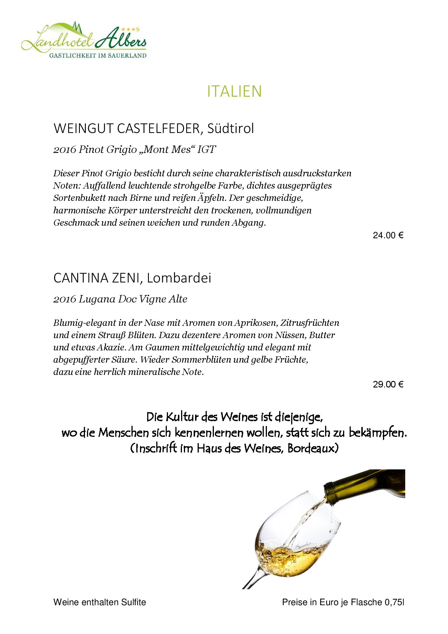 Speisekarte Landhotel Albers in Schmallenberg, Seite 16