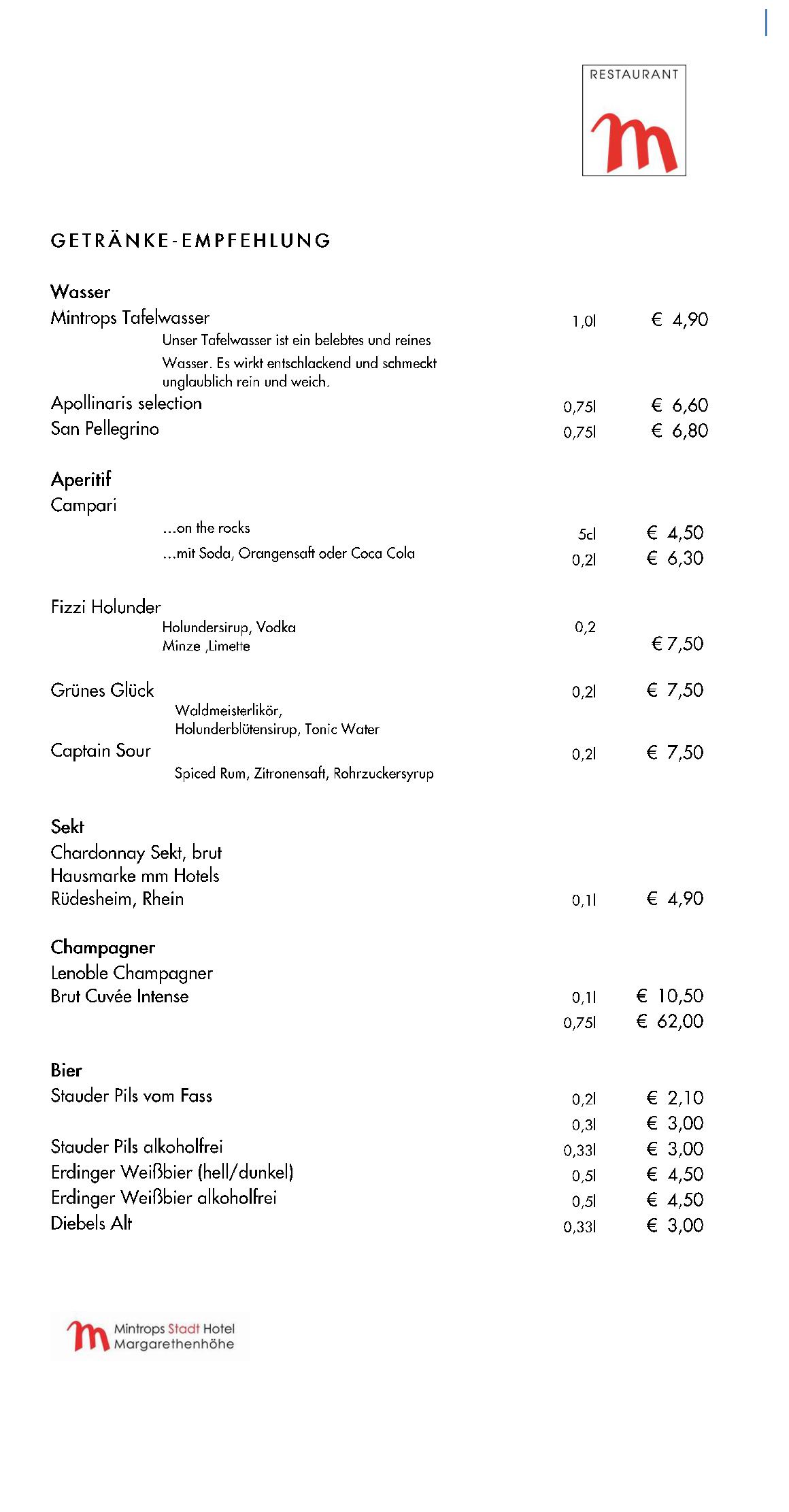 Speisekarte Mintrops Stadt Hotel - Restaurant M in Essen, Seite 25