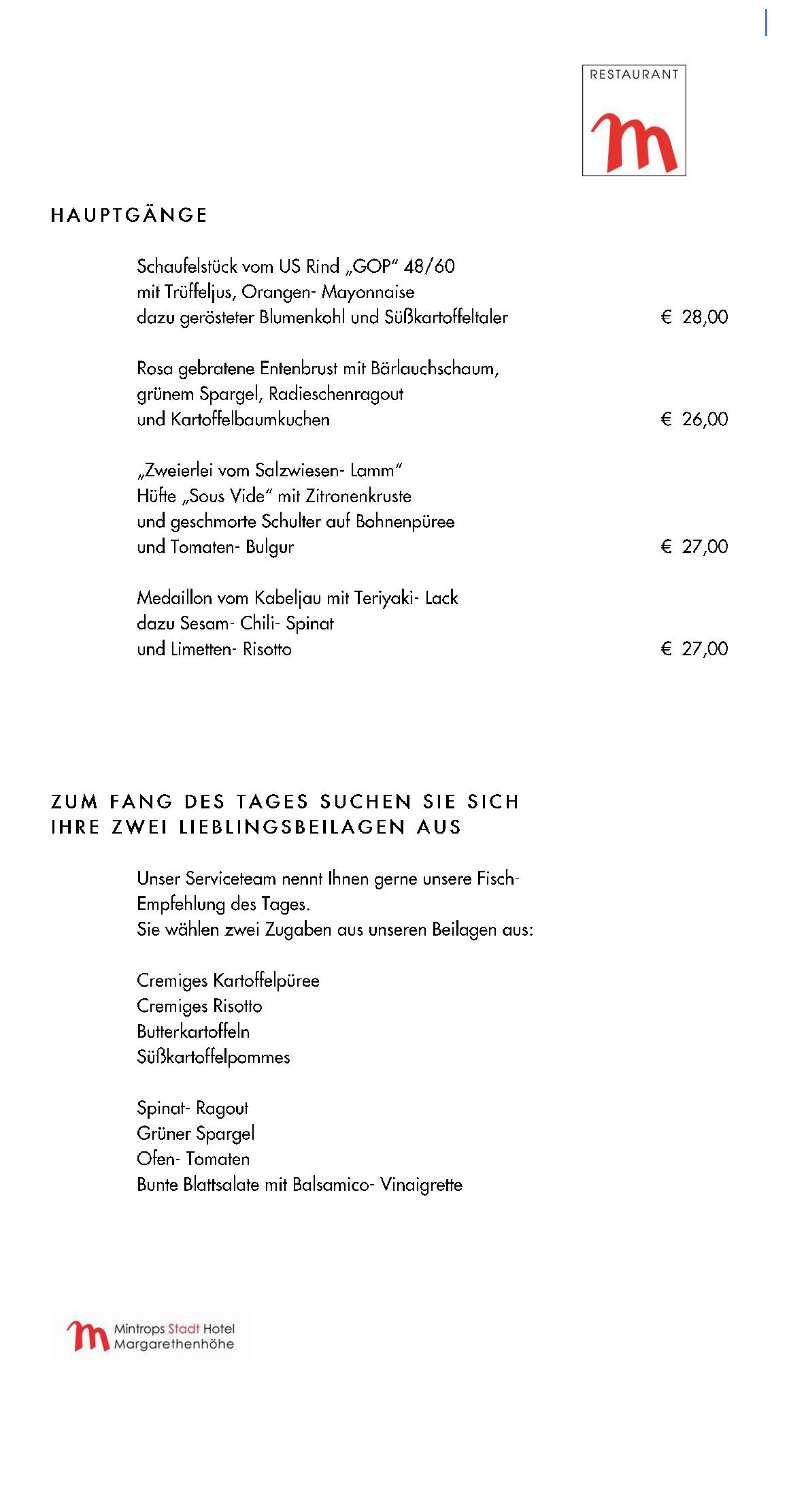 Speisekarte Mintrops Stadt Hotel - Restaurant M in Essen, Seite 29