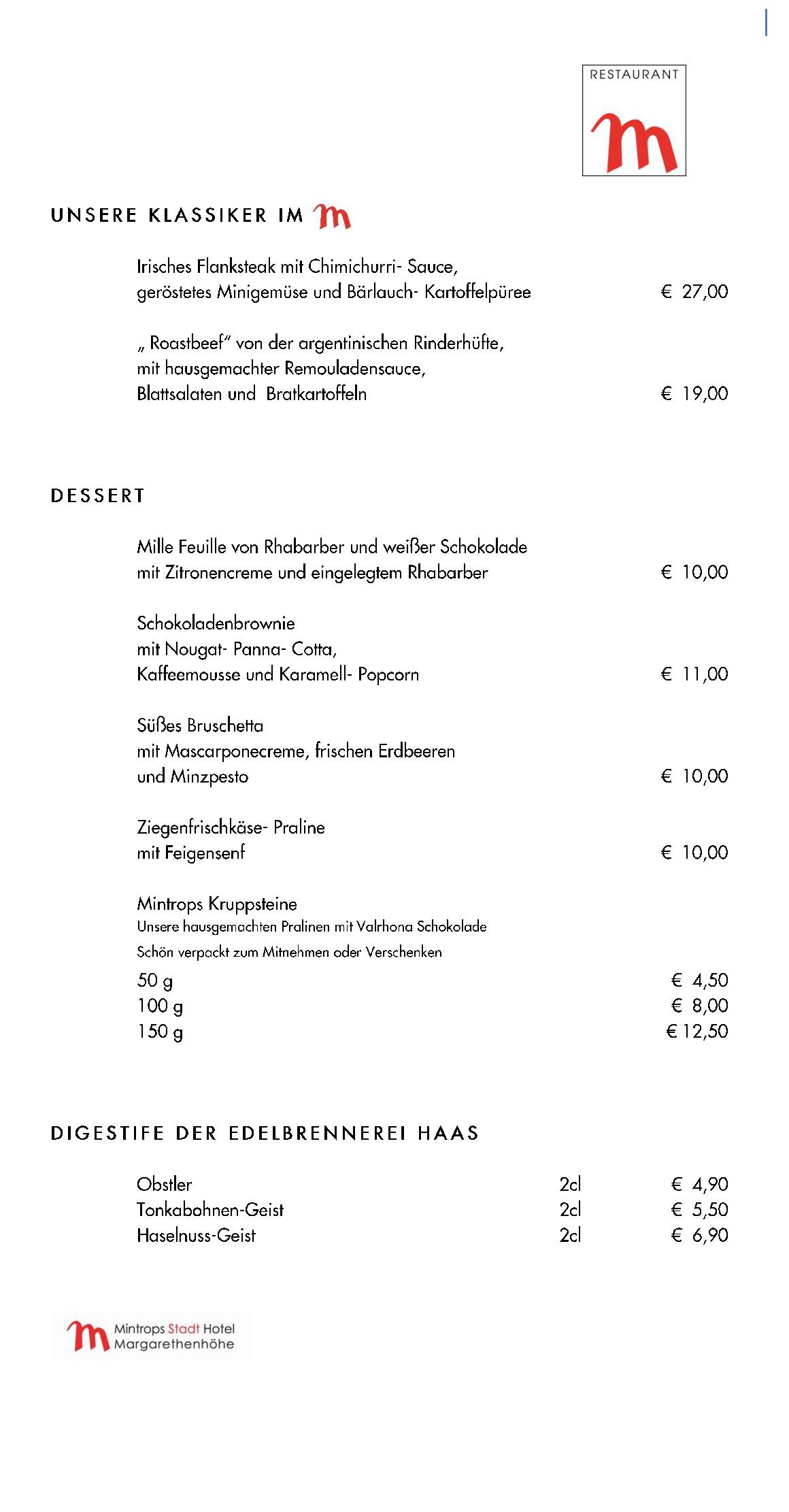 Speisekarte Mintrops Stadt Hotel - Restaurant M in Essen, Seite 30