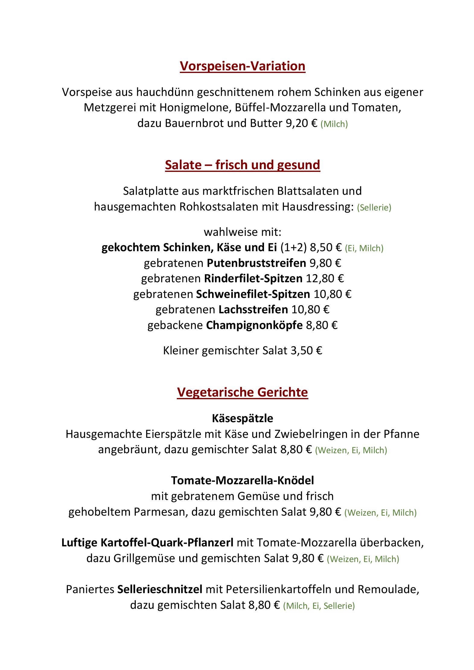 Speisekarte Landgasthof Euringer in Beilngries, Seite 3