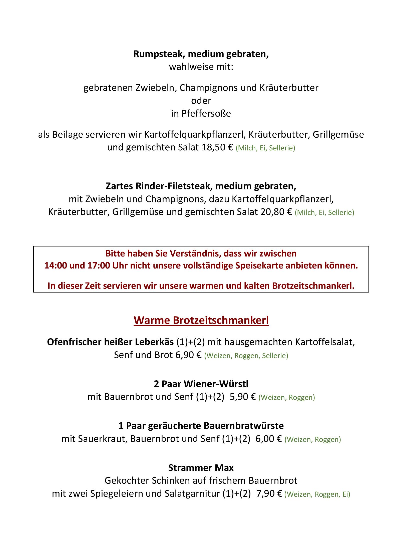 Speisekarte Landgasthof Euringer in Beilngries, Seite 6