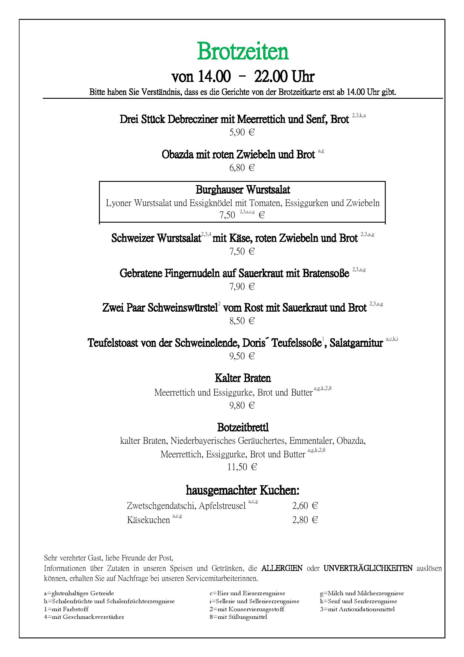 Speisekarte Restaurant im Hotel Post in Burghausen, Seite 10