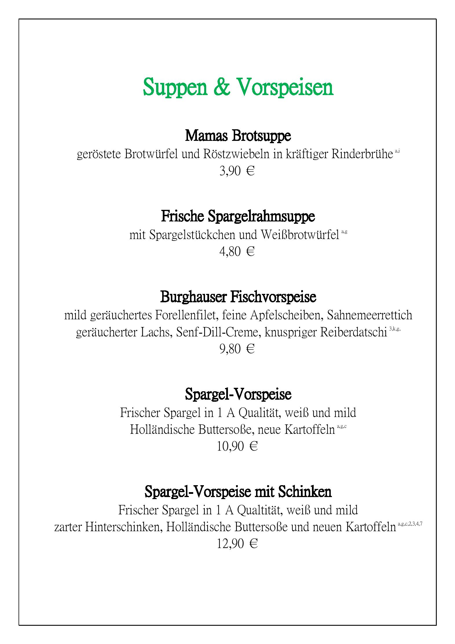 Speisekarte Restaurant im Hotel Post in Burghausen, Seite 4