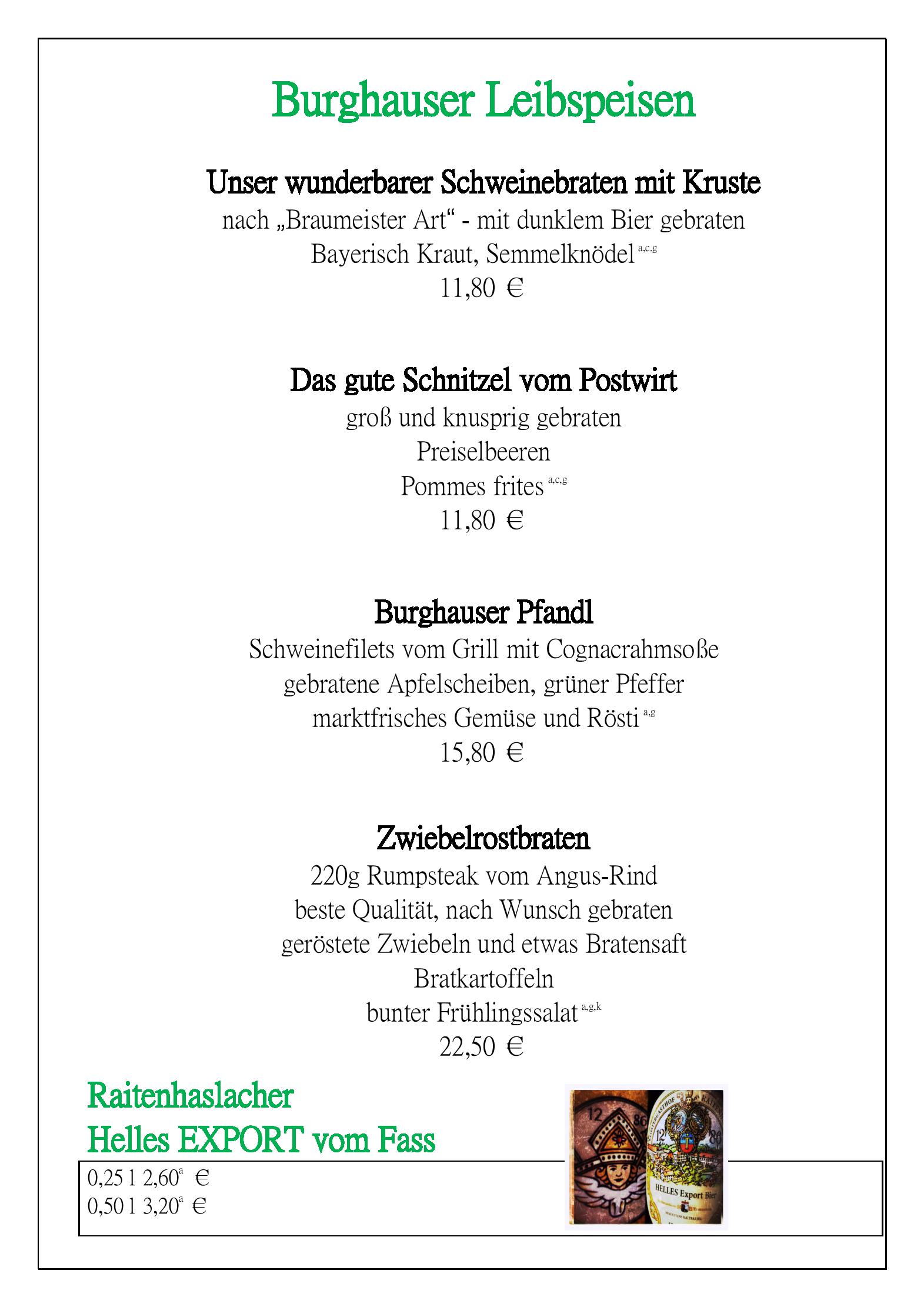 Speisekarte Restaurant im Hotel Post in Burghausen, Seite 7