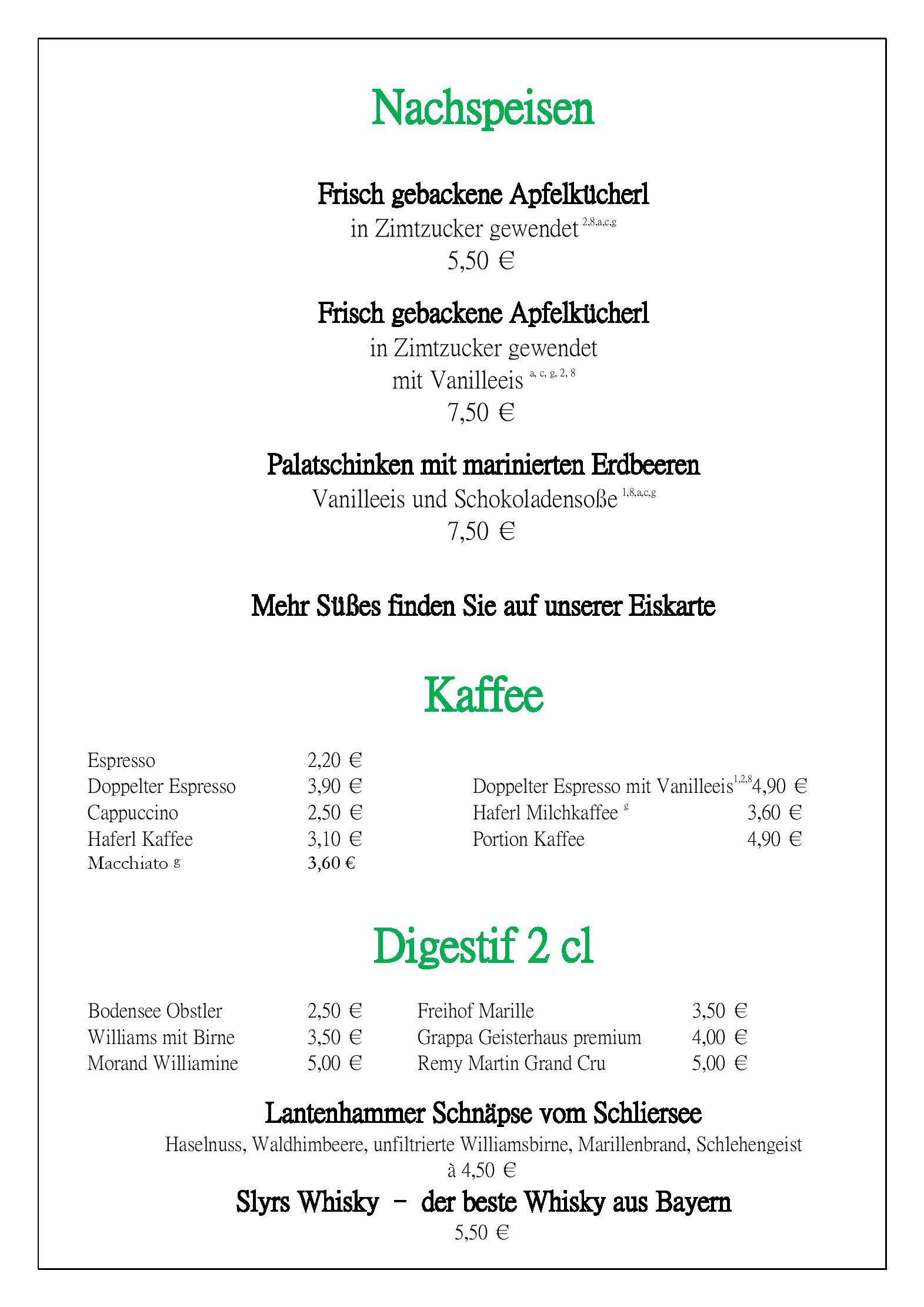 Speisekarte Restaurant im Hotel Post in Burghausen, Seite 9