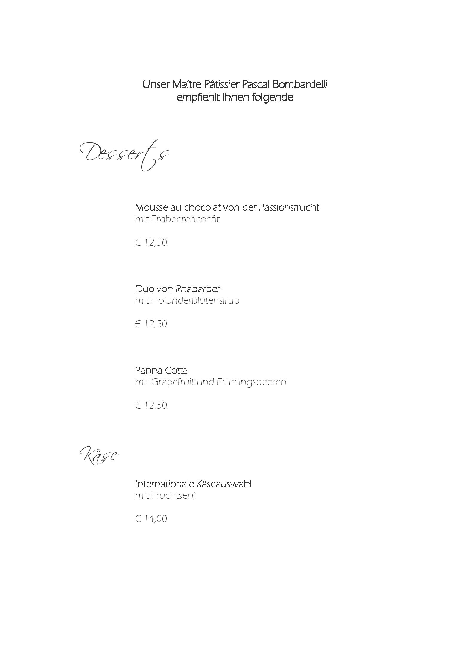 Speisekarte Schloss Wilkinghege in Münster, Seite 4