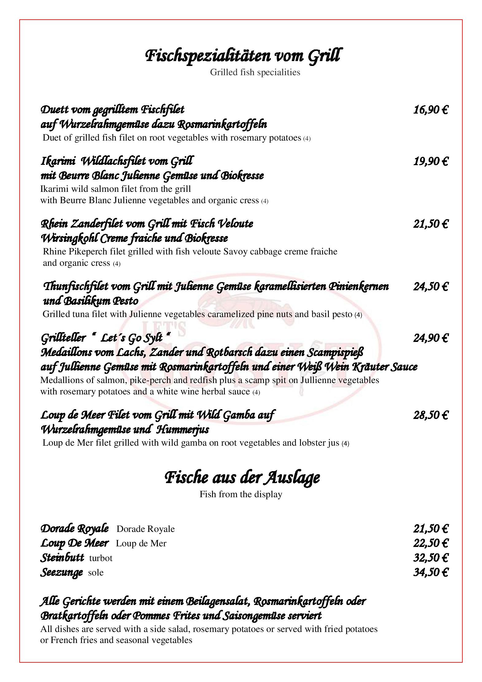 Speisekarte Lets go Sylt in Berlin, Seite 6