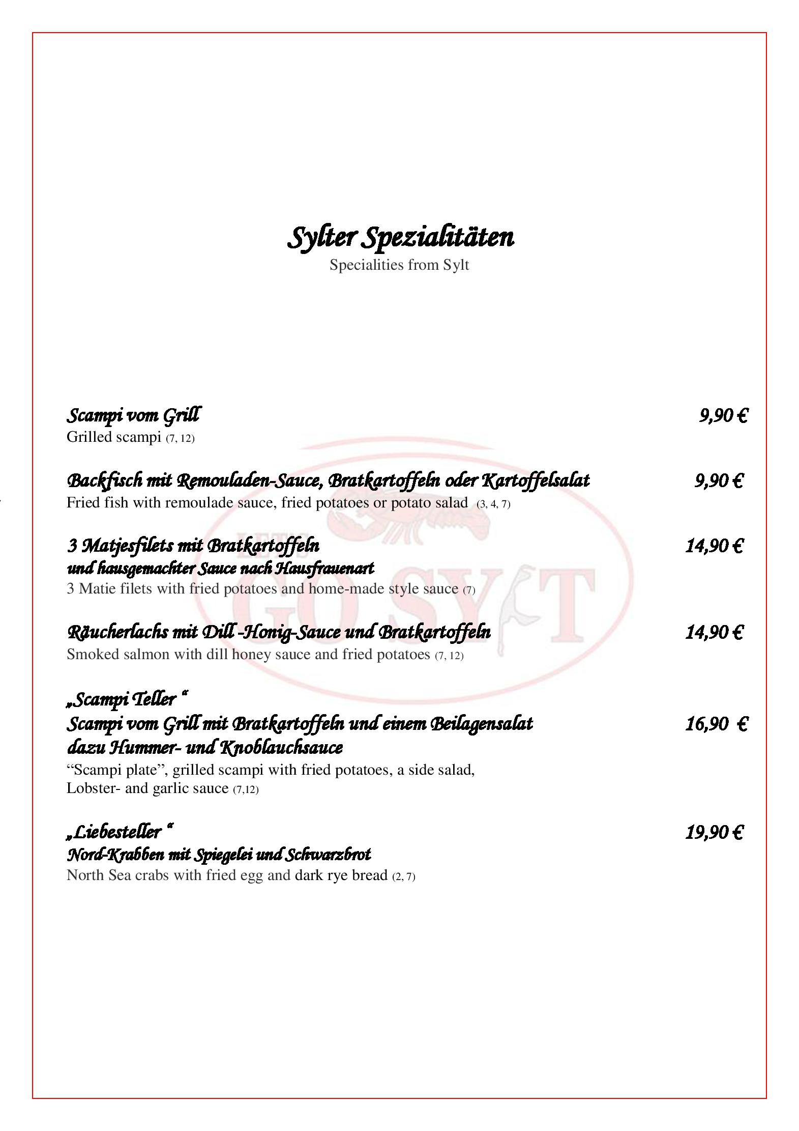 Speisekarte Lets go Sylt in Berlin, Seite 9