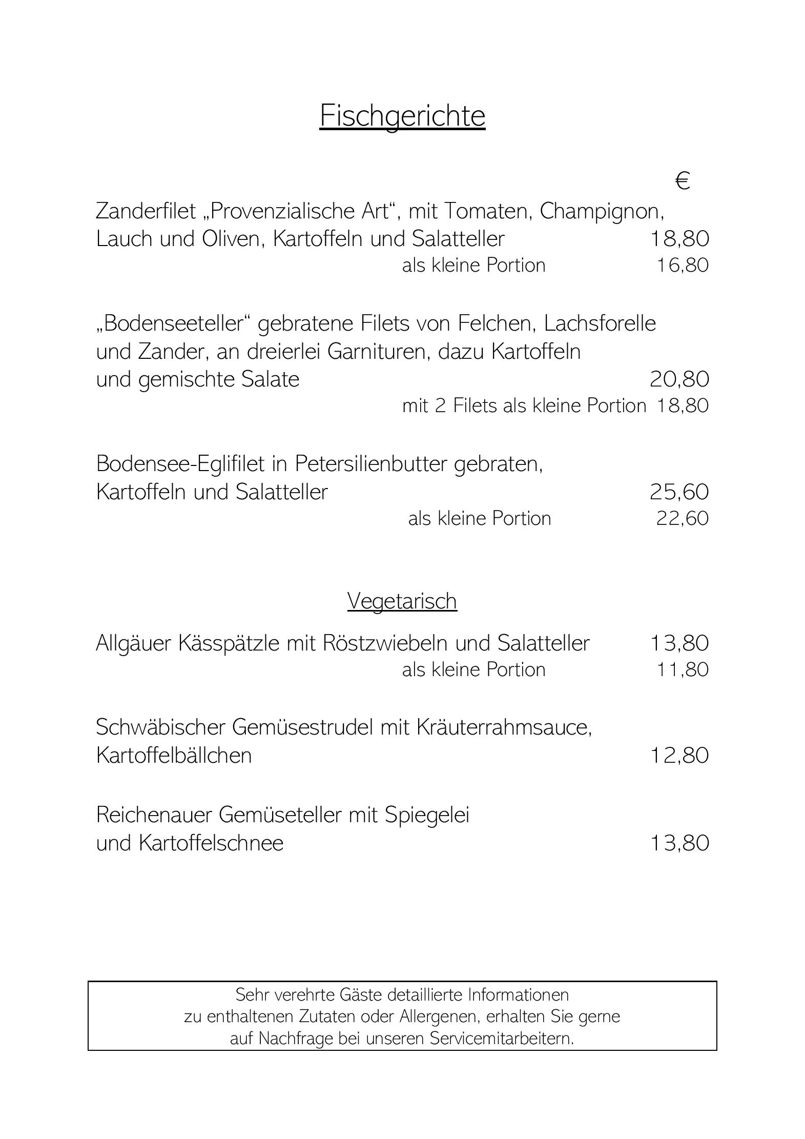 Speisekarte Hotel-Gasthof Zur Kapelle in Nonnenhorn, Seite 3