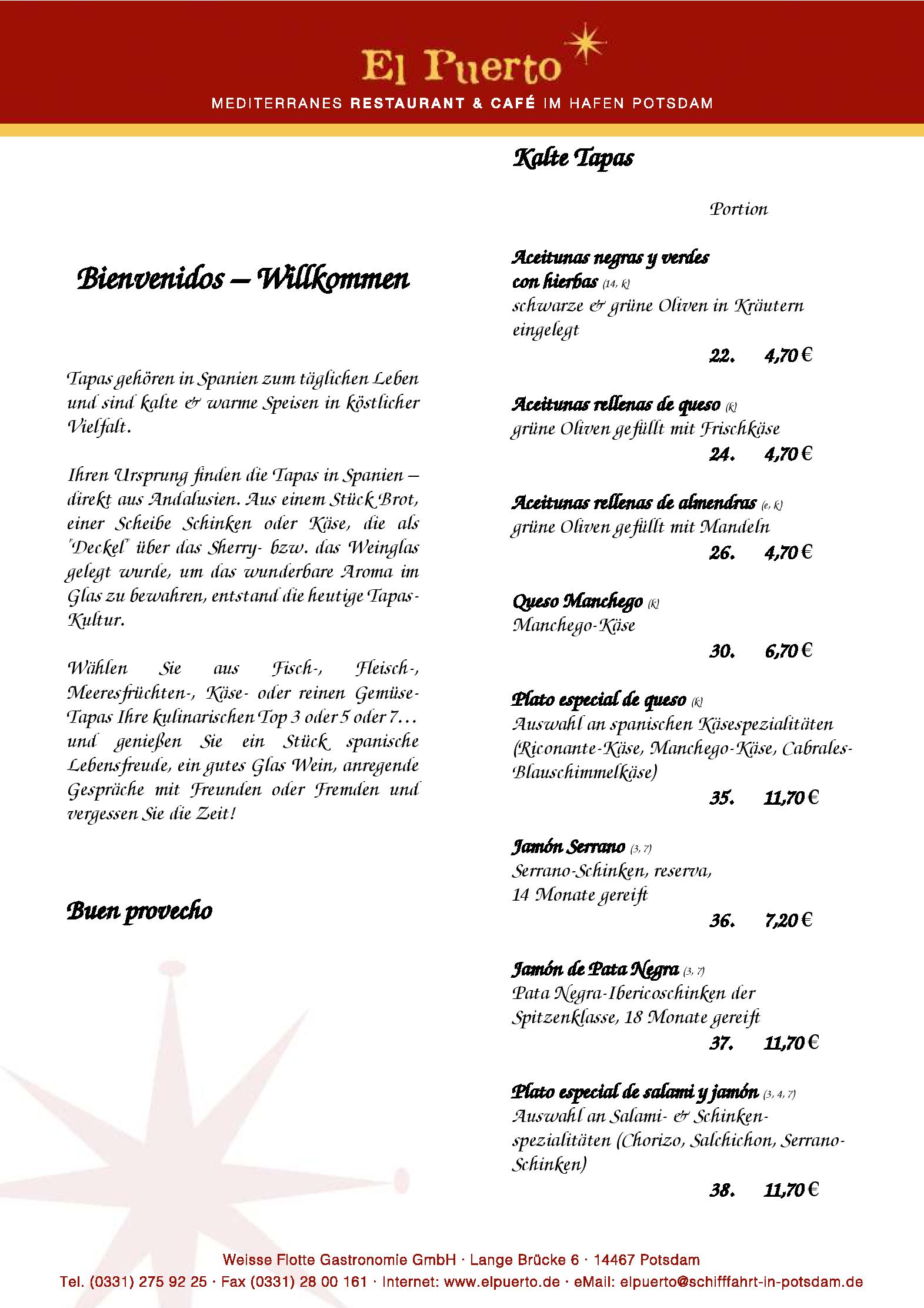 Speisekarte El Puerto  in Potsdam, Seite 4