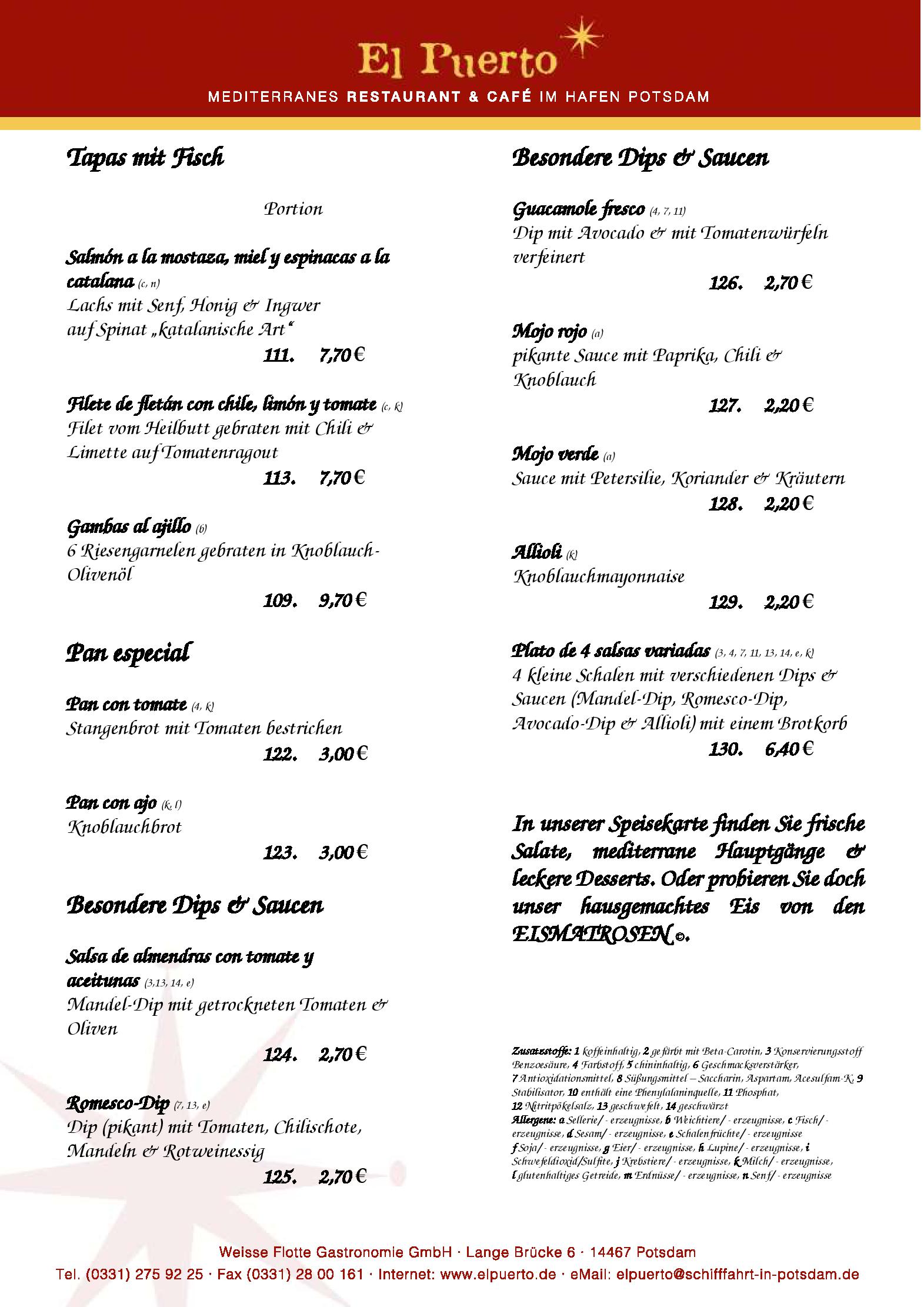 Speisekarte El Puerto  in Potsdam, Seite 7