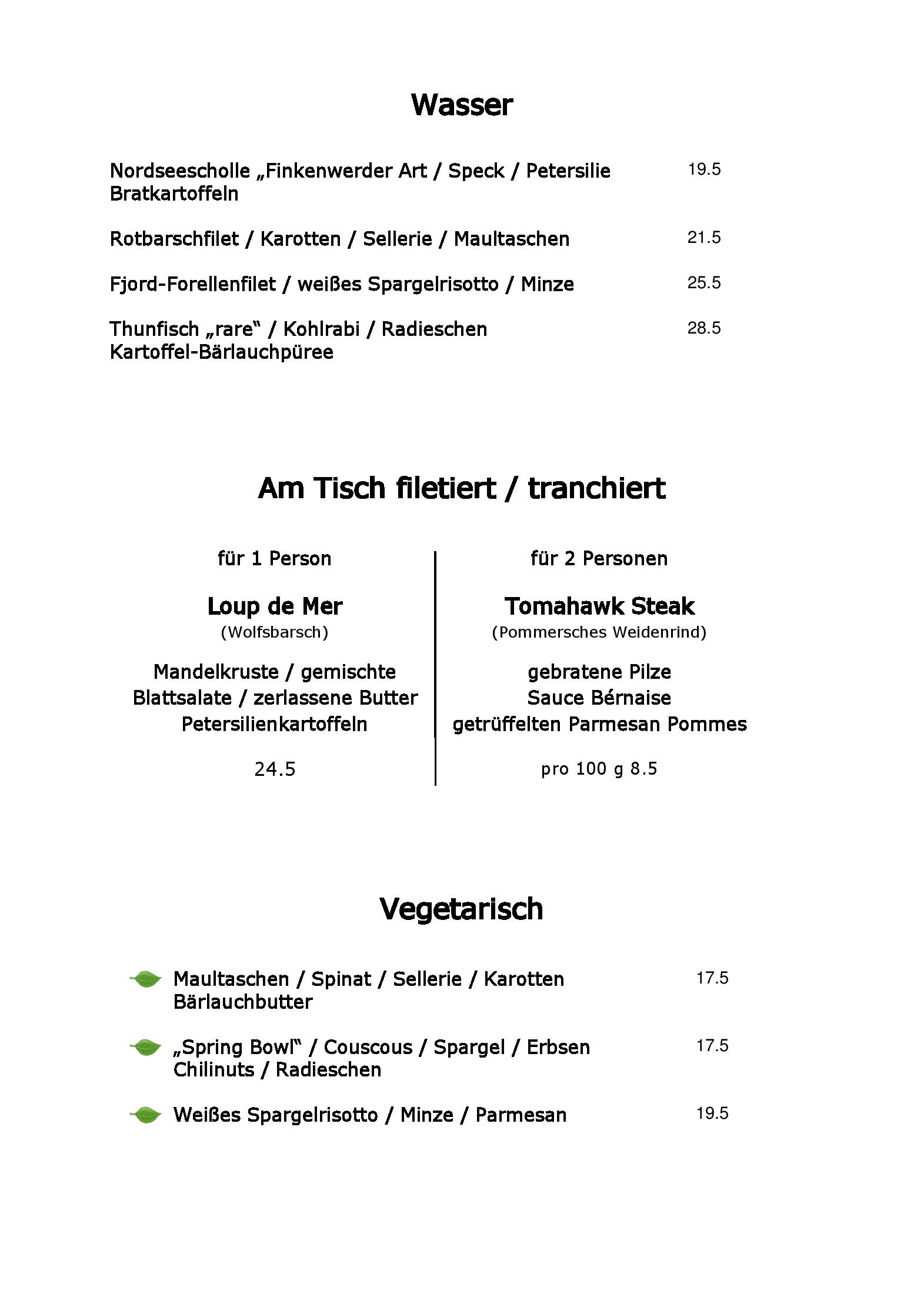 Speisekarte Lenz Restaurant in Hamburg, Seite 5
