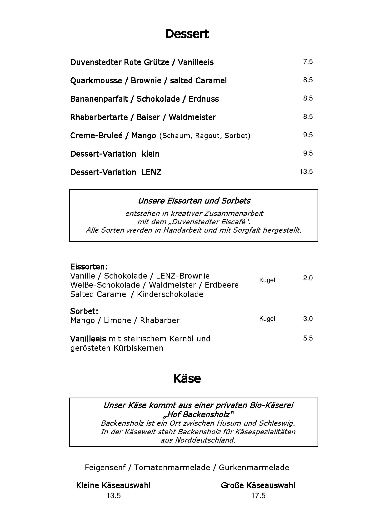 Speisekarte Lenz Restaurant in Hamburg, Seite 8