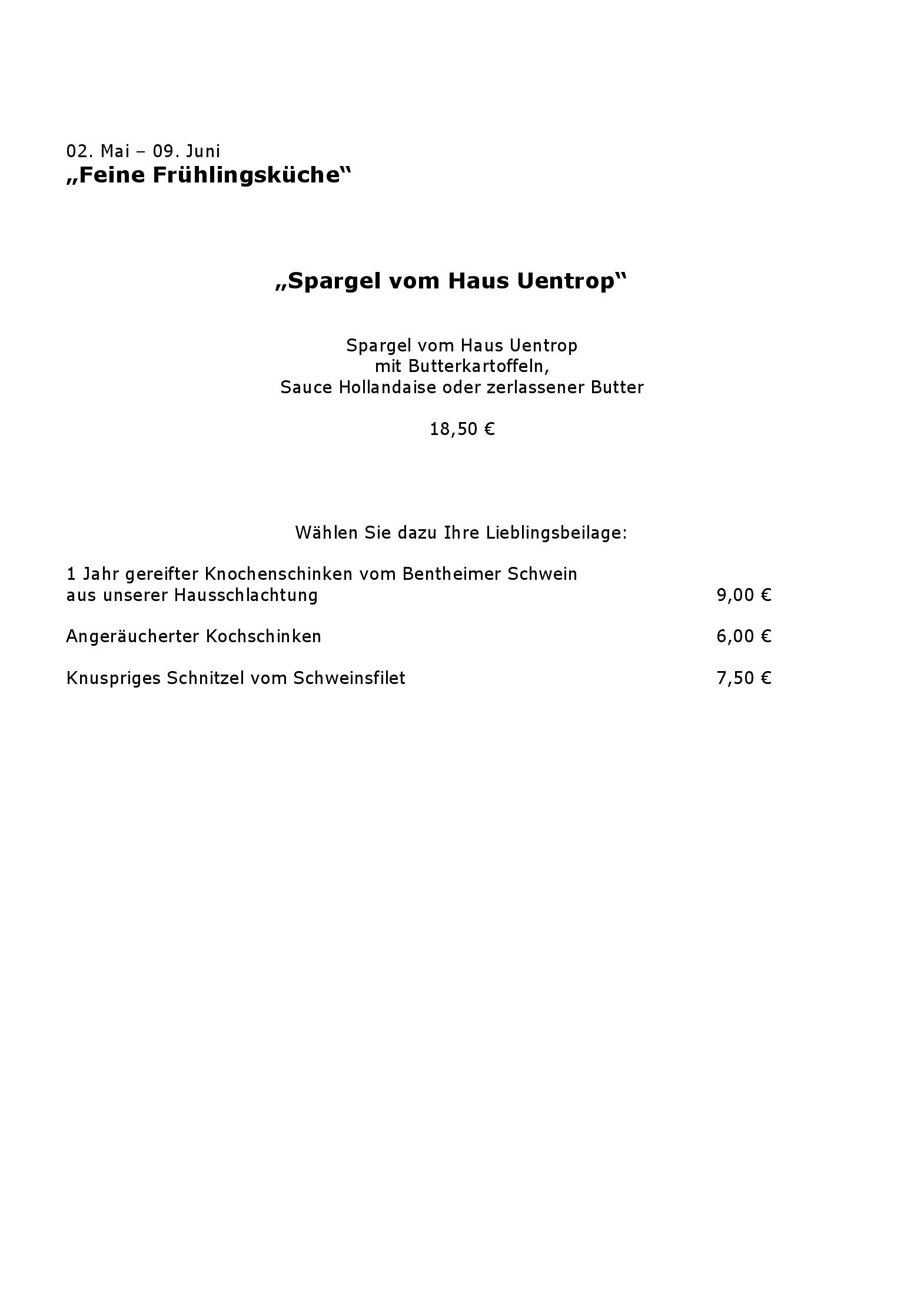 Speisekarte Gasthof Willenbrink in Lippetal, Seite 2