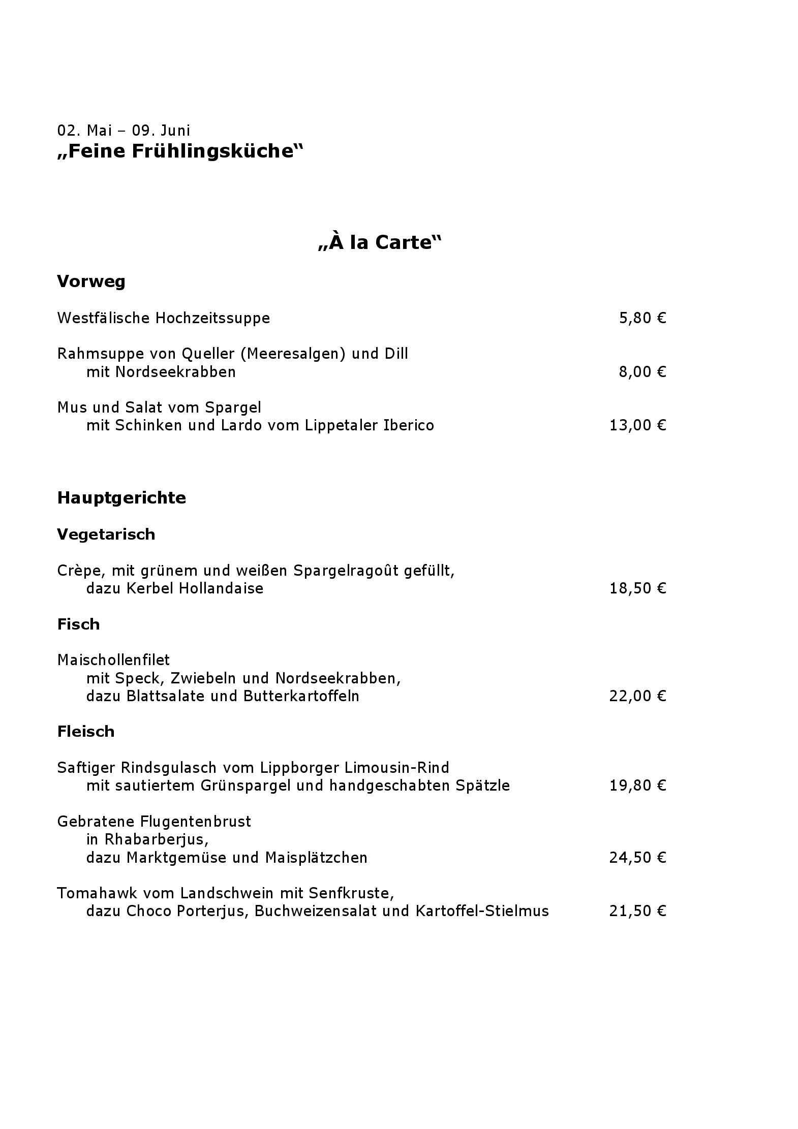 Speisekarte Gasthof Willenbrink in Lippetal, Seite 8