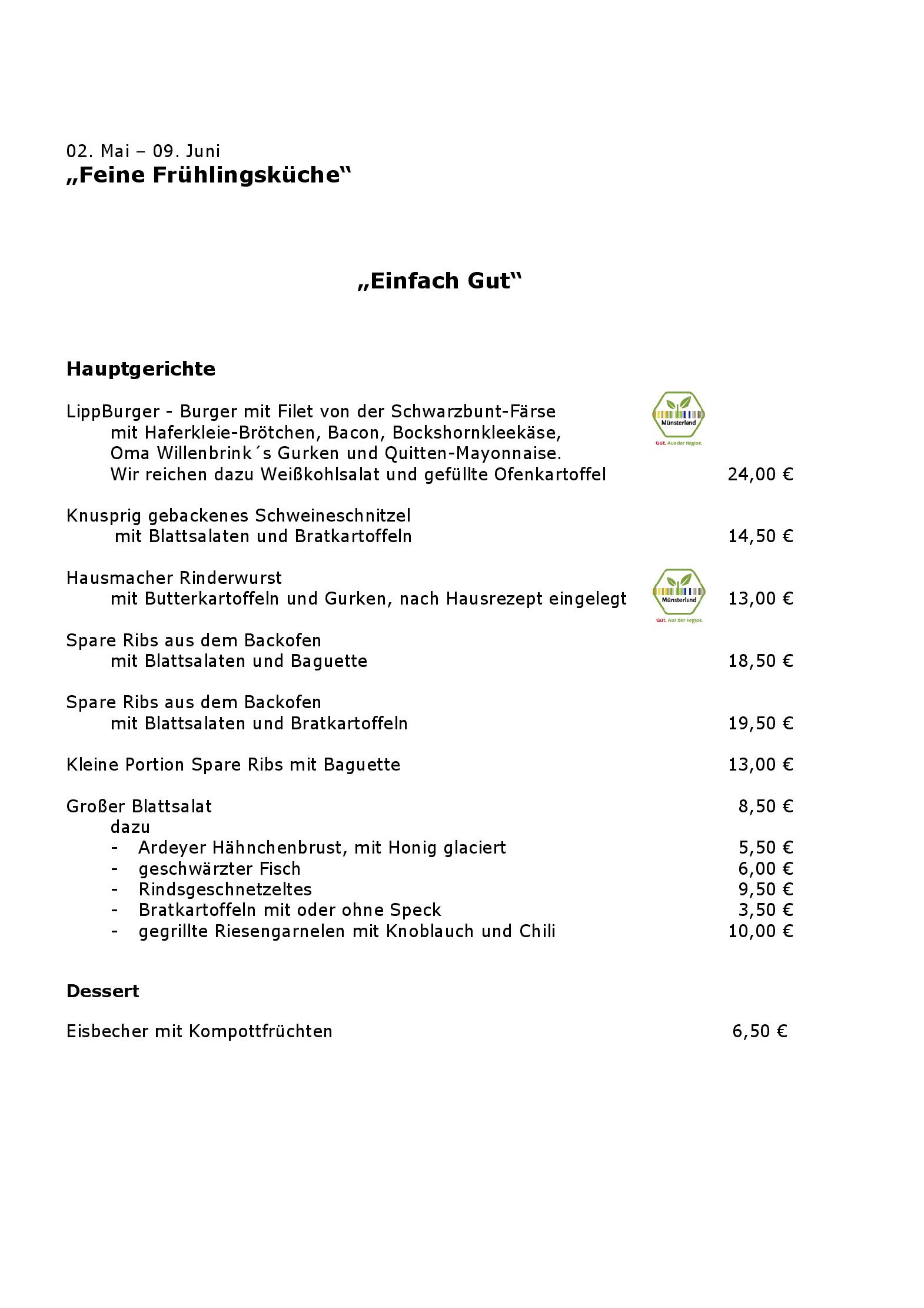 Speisekarte Gasthof Willenbrink in Lippetal, Seite 10