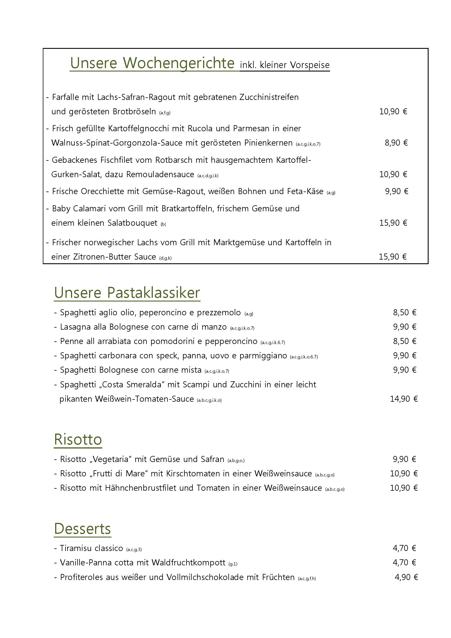 Speisekarte Sinans in München, Seite 2