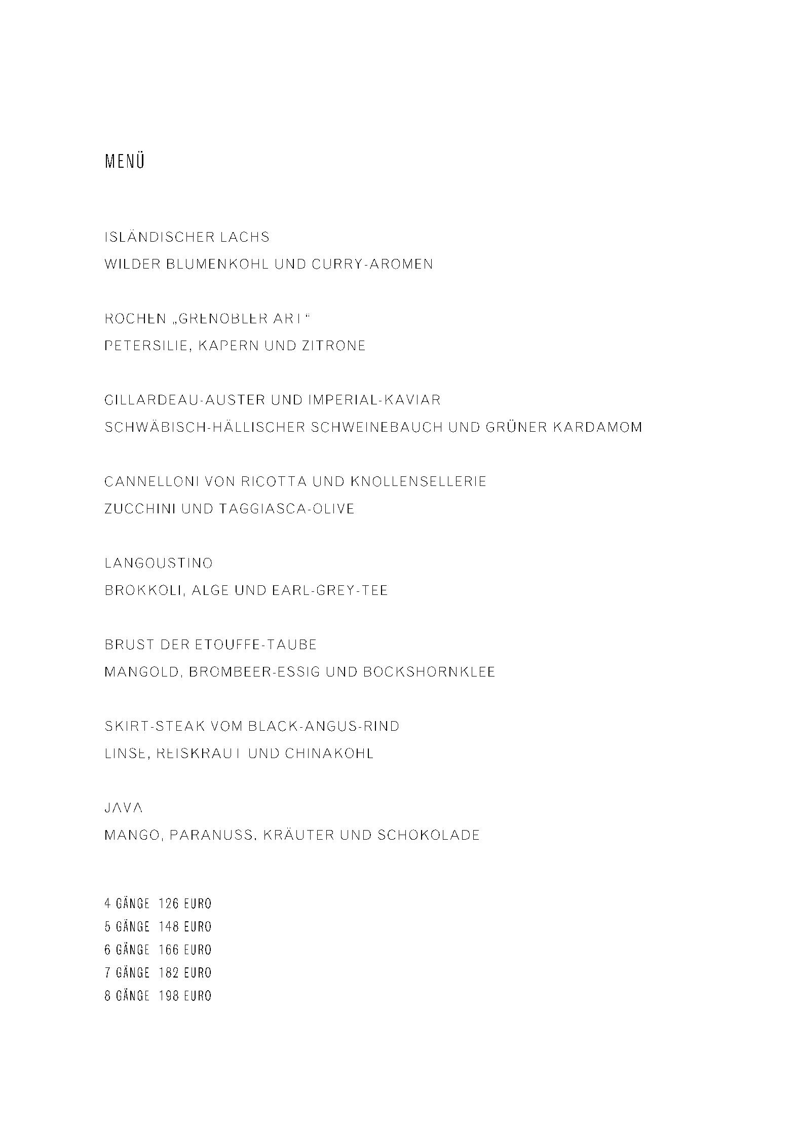 Speisekarte FACIL in Berlin, Seite 1