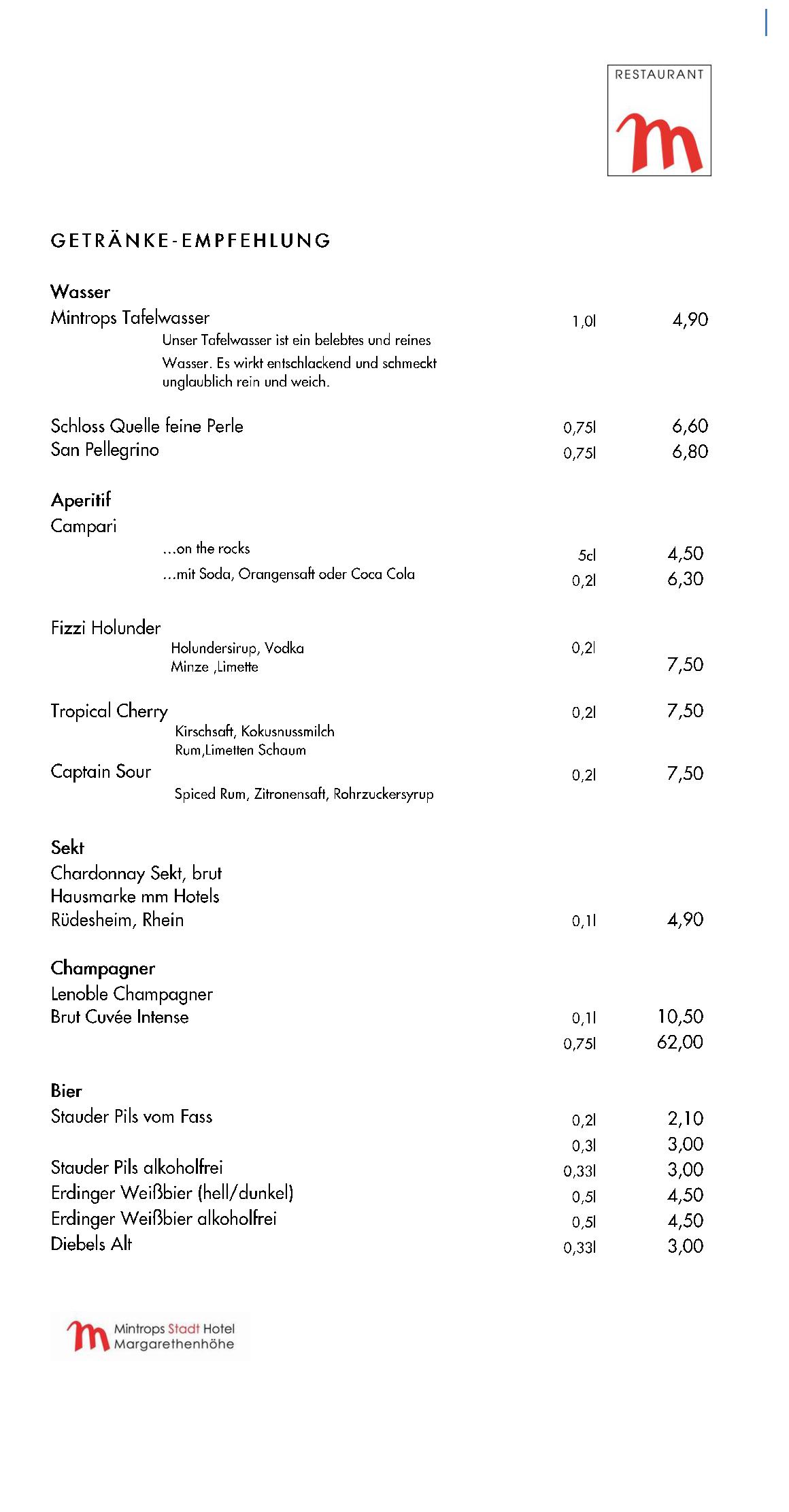 Speisekarte Mintrops Stadt Hotel - Restaurant M in Essen, Seite 33