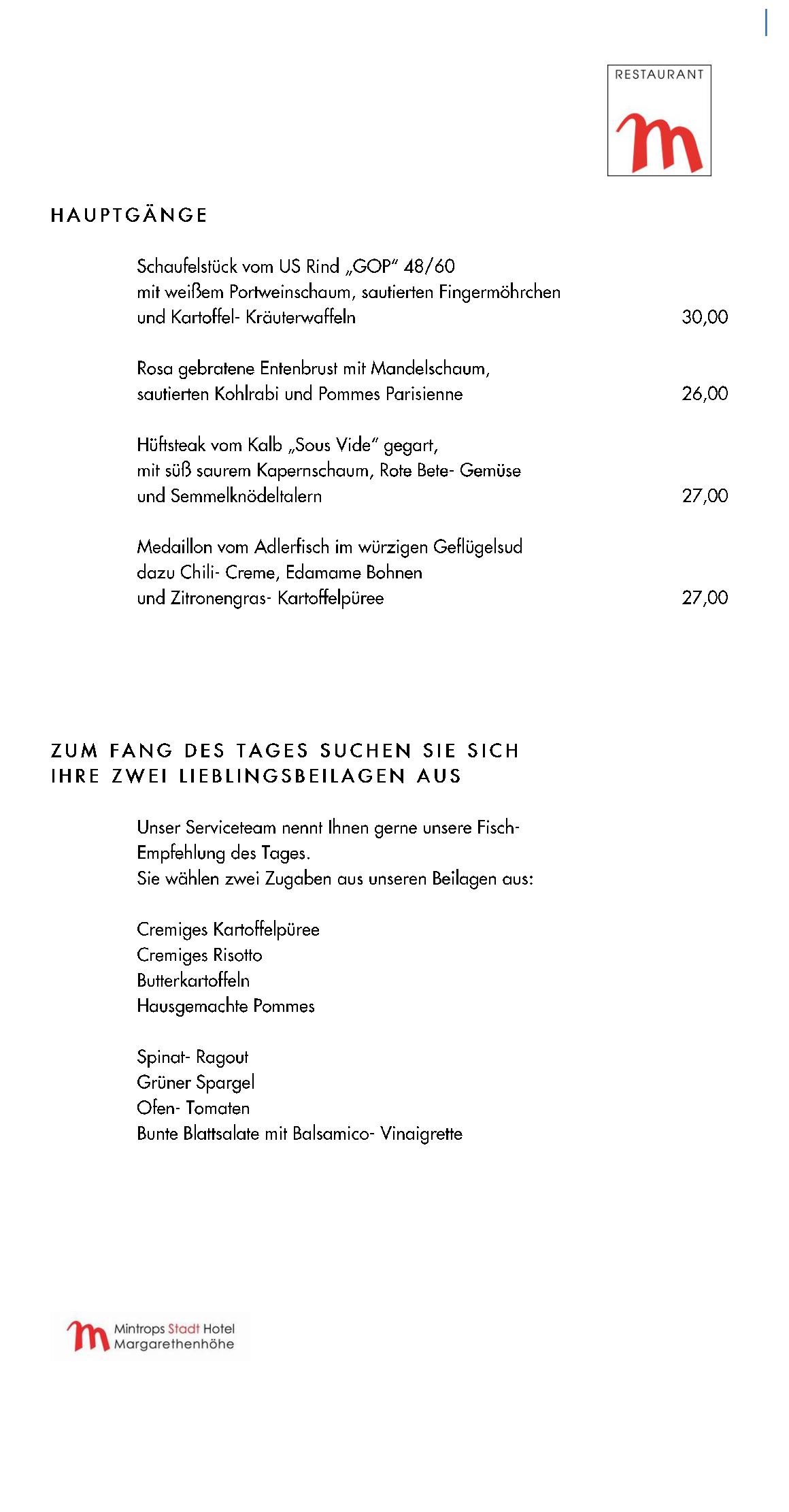 Speisekarte Mintrops Stadt Hotel - Restaurant M in Essen, Seite 37