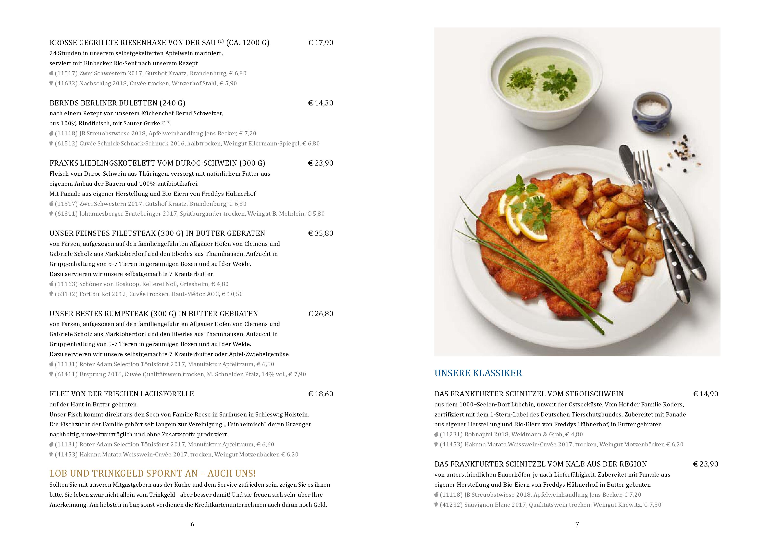 Speisekarte Daheim in der Affentor Schänke in Frankfurt am Main, Seite 4