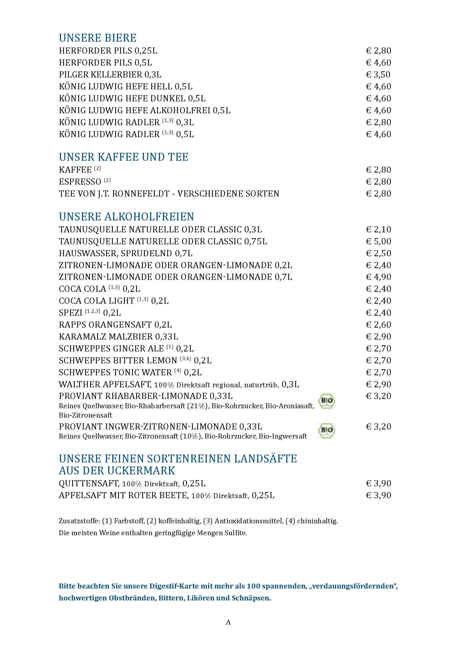 Speisekarte Daheim in der Affentor Schänke in Frankfurt am Main, Seite 8