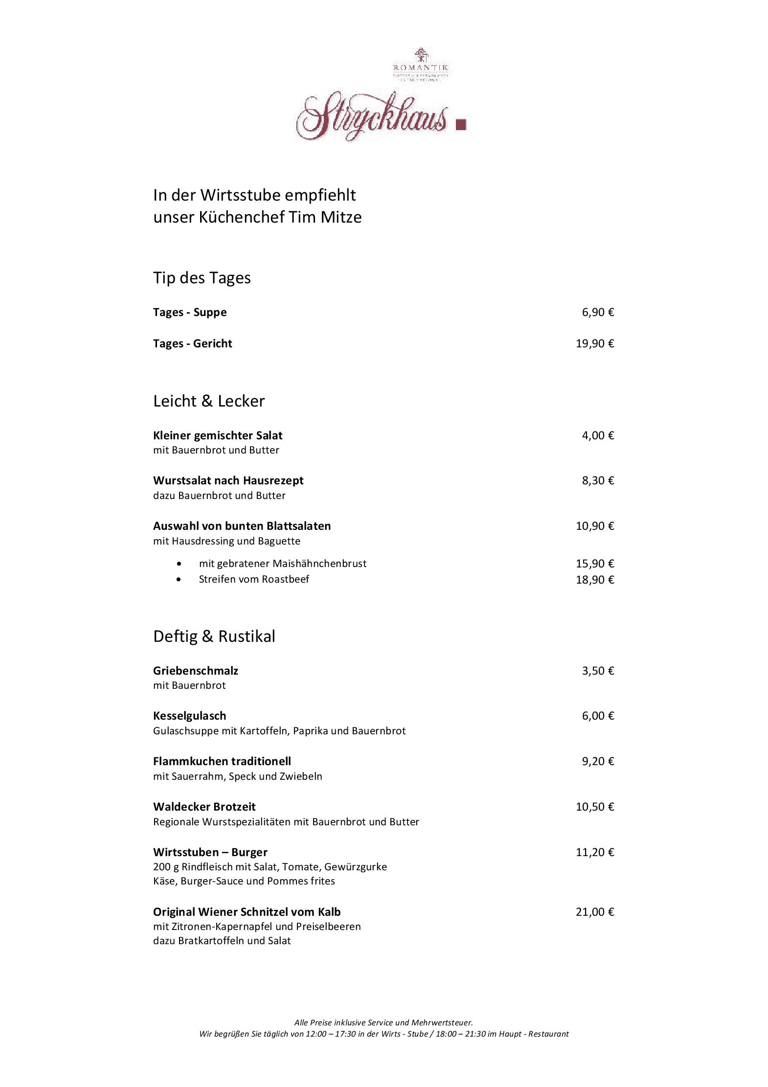 Speisekarte Romantik Hotel Stryckhaus in Willingen (Upland), Seite 4