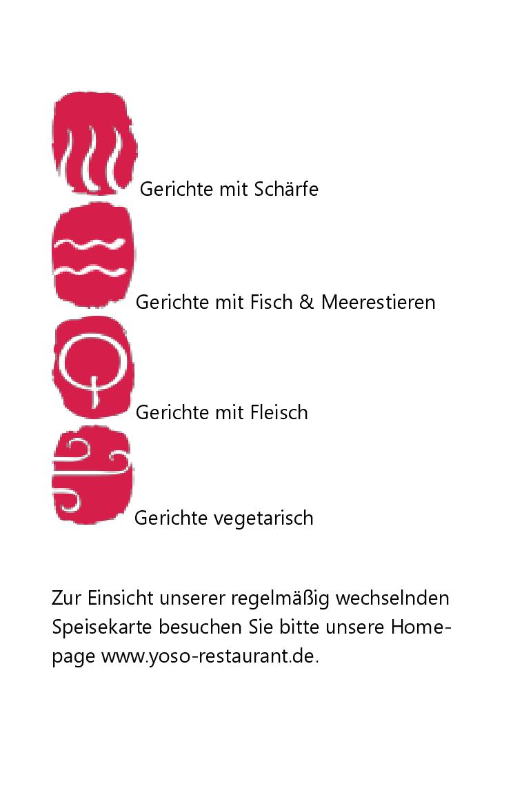Speisekarte YOSO Aromenküche Sarah Henke in Andernach, Seite 2