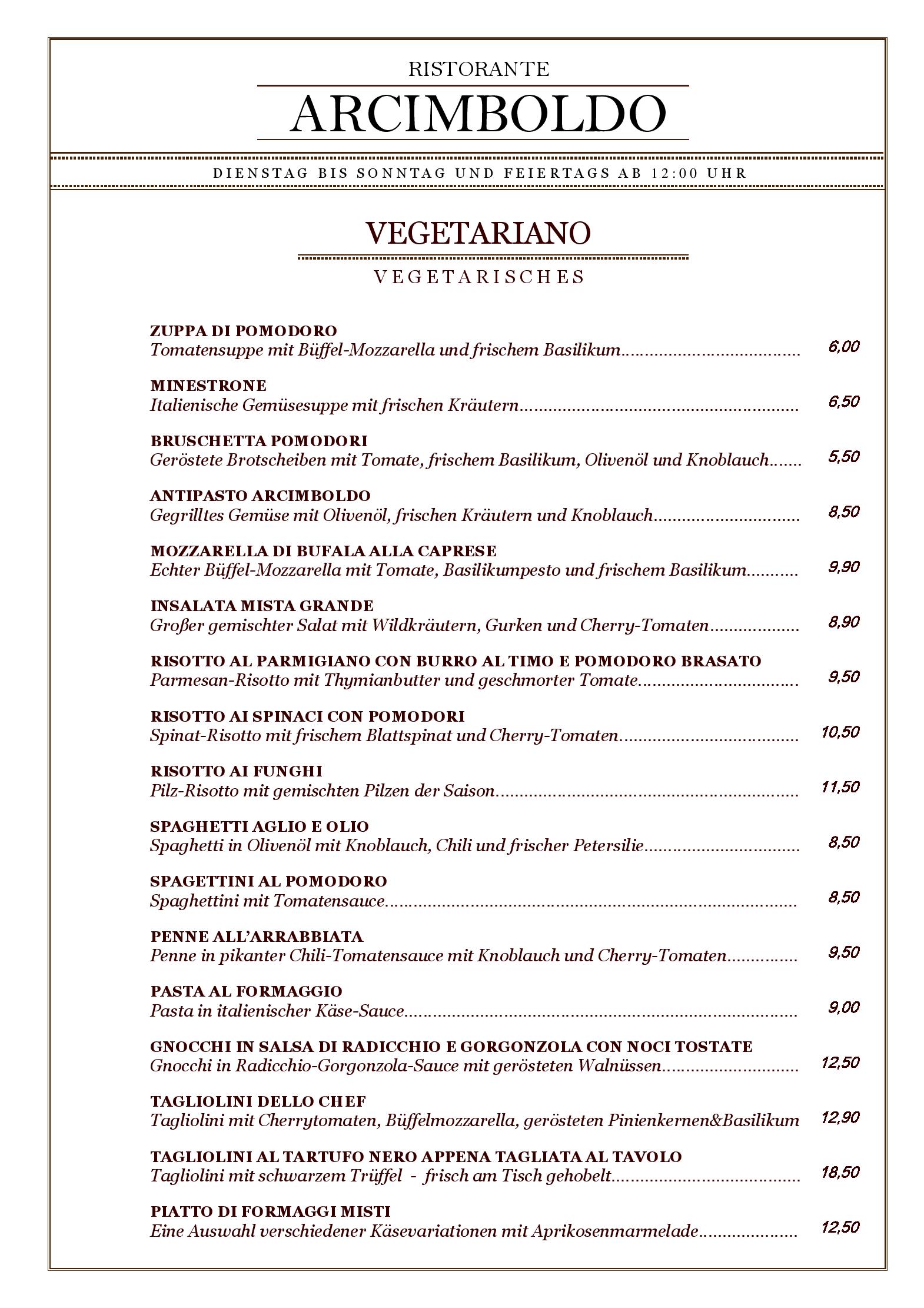 Speisekarte Ristorante Arcimboldo  in Berlin, Seite 11