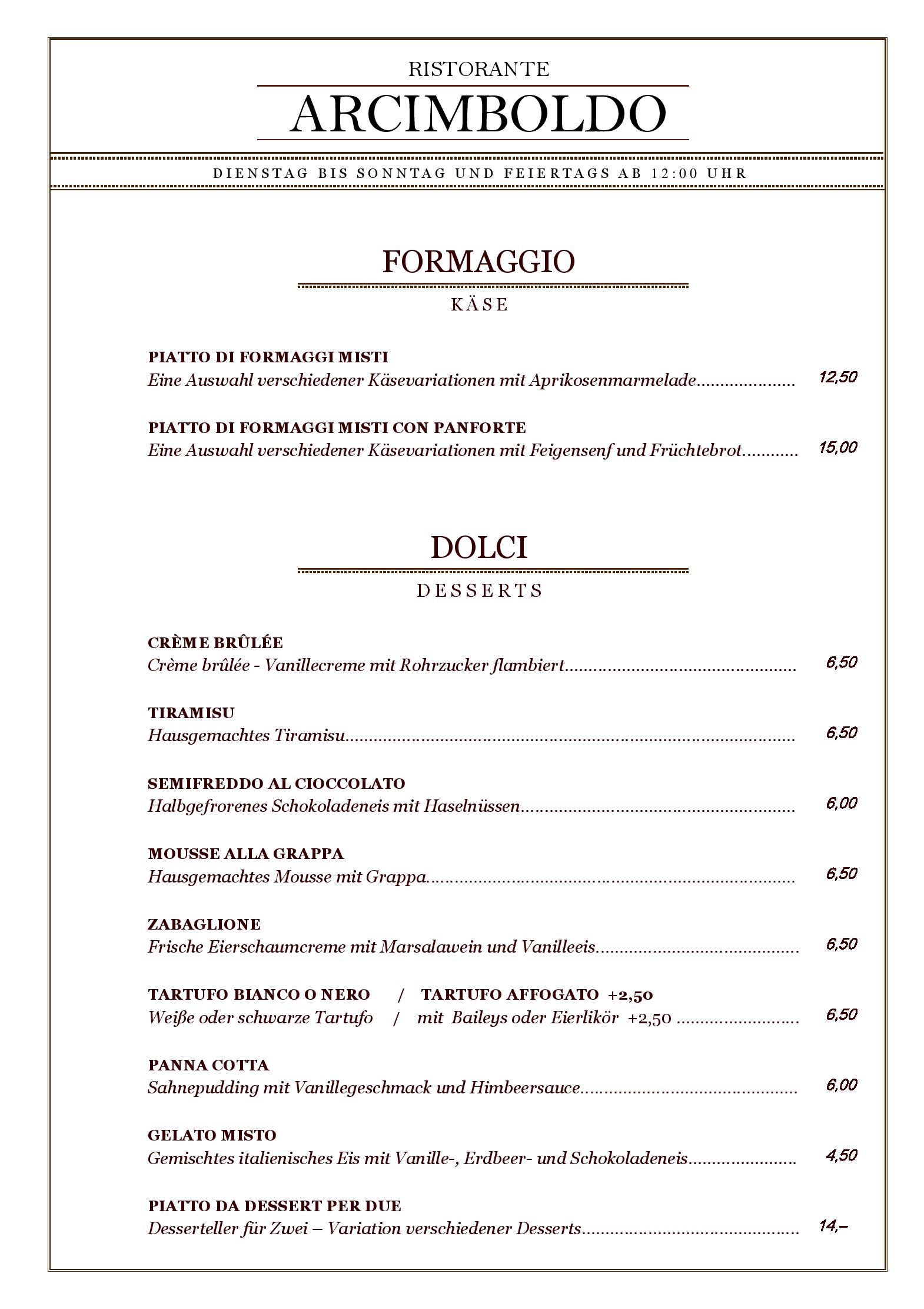 Speisekarte Ristorante Arcimboldo  in Berlin, Seite 13