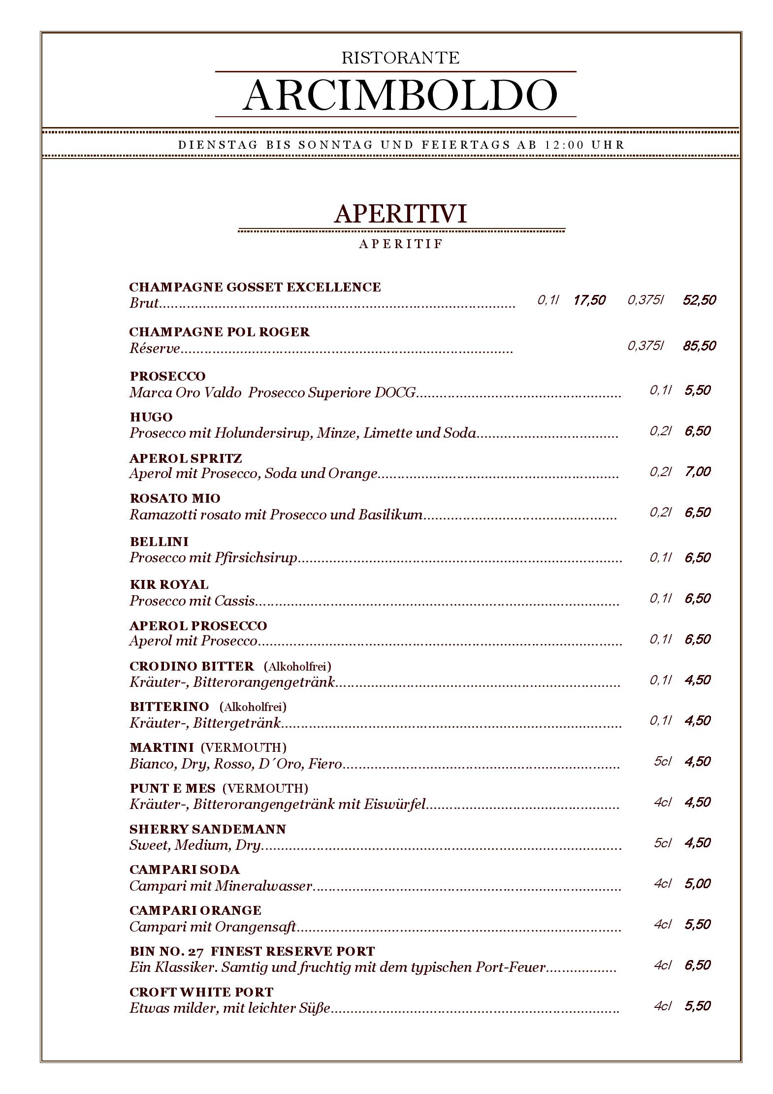Speisekarte Ristorante Arcimboldo  in Berlin, Seite 2