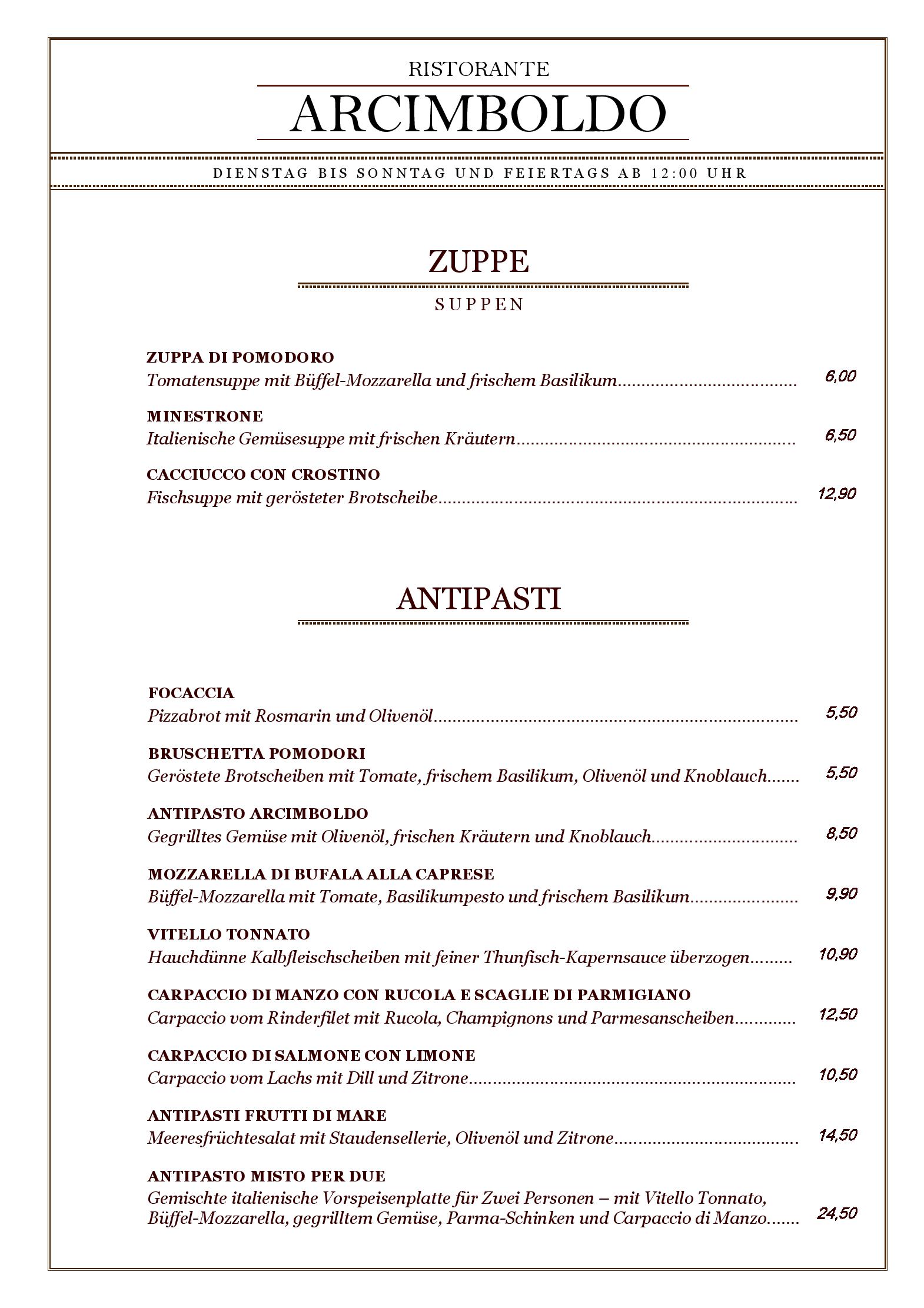 Speisekarte Ristorante Arcimboldo  in Berlin, Seite 3