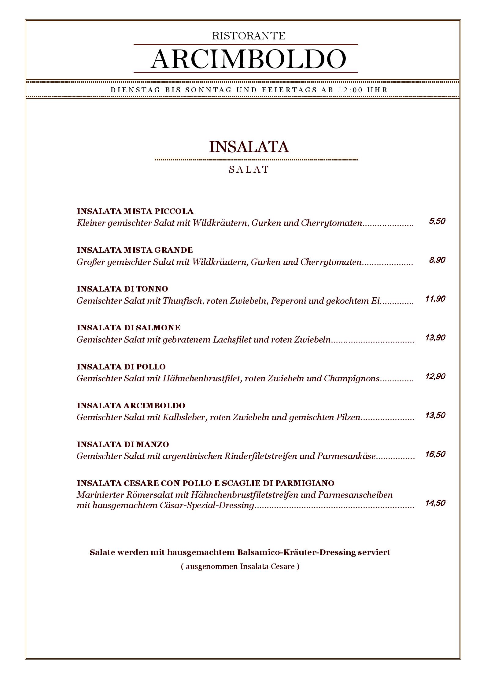 Speisekarte Ristorante Arcimboldo  in Berlin, Seite 4