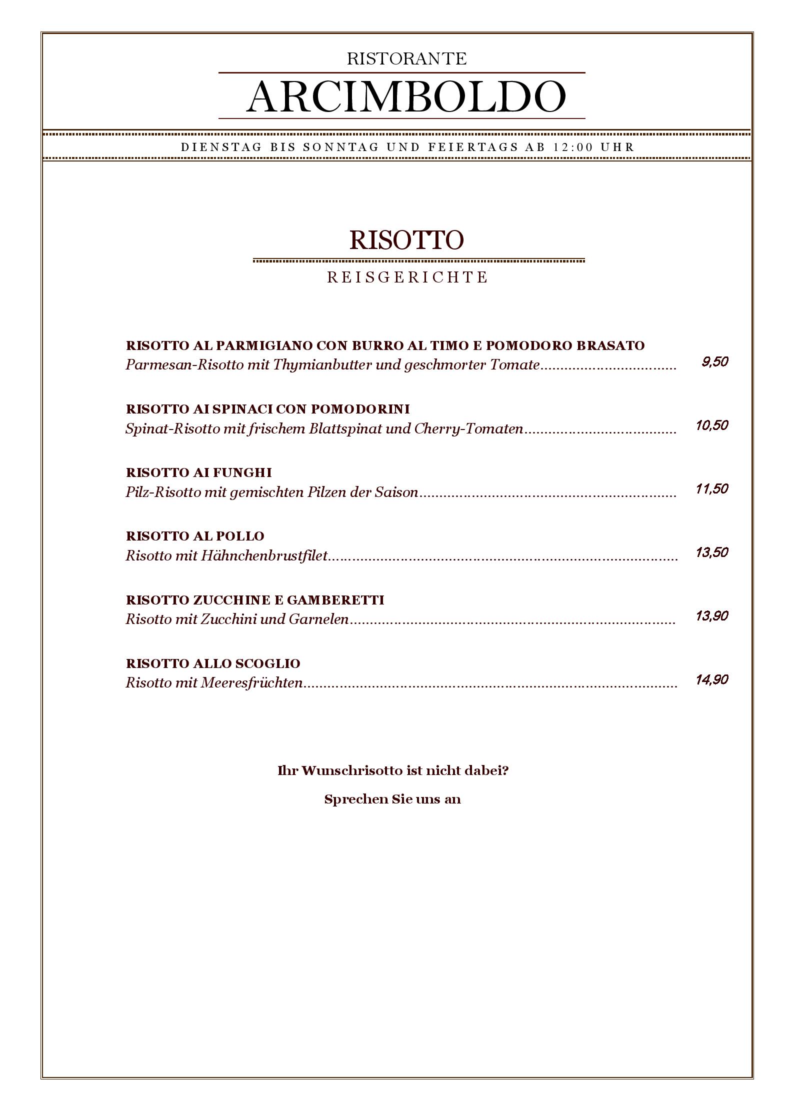 Speisekarte Ristorante Arcimboldo  in Berlin, Seite 5