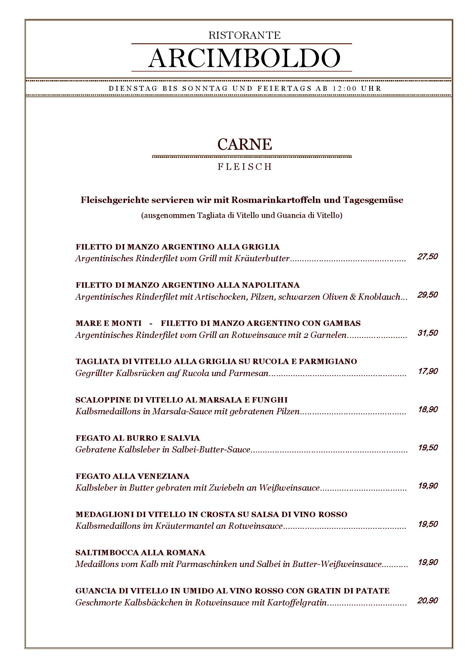 Speisekarte Ristorante Arcimboldo  in Berlin, Seite 8