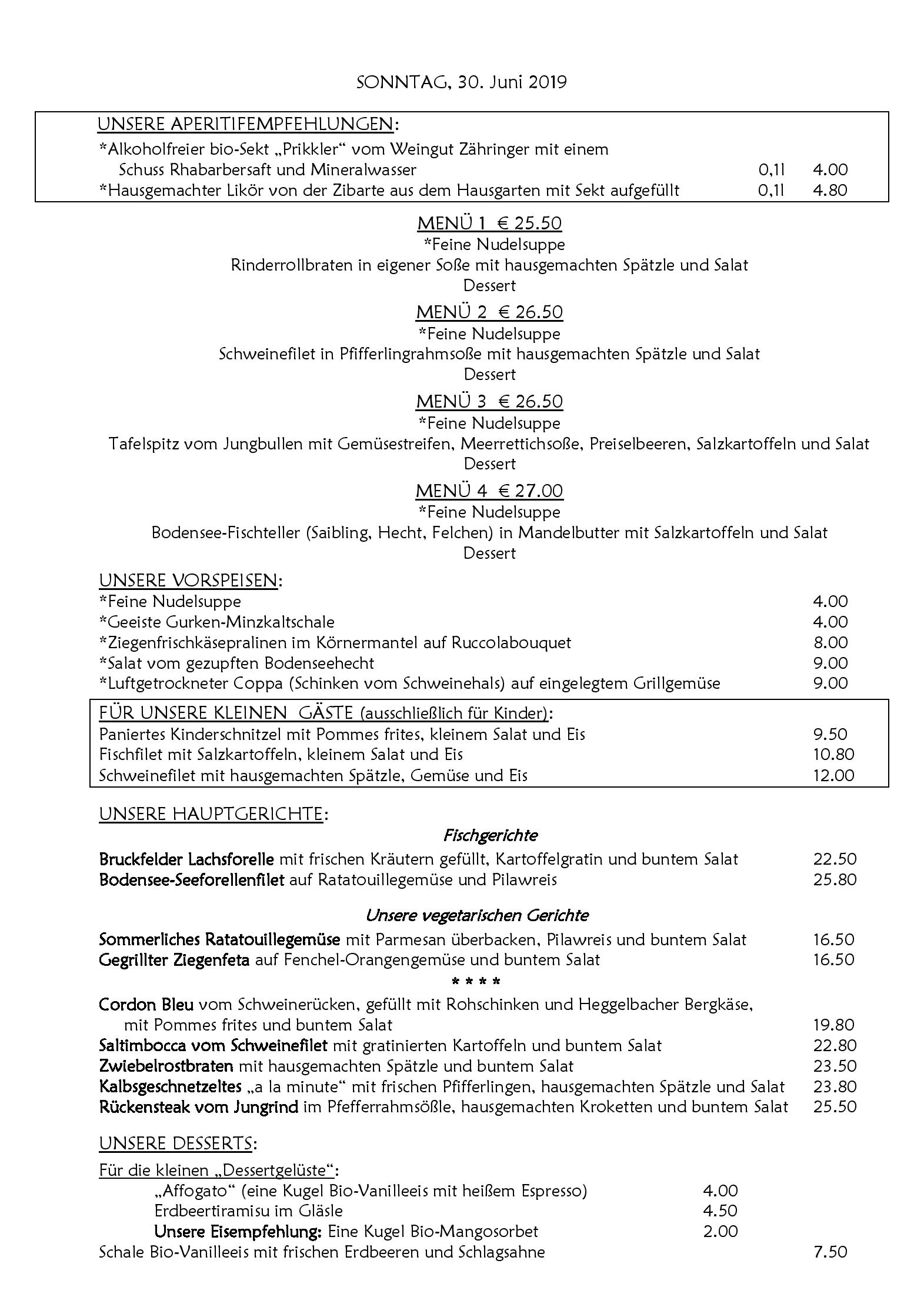 Speisekarte Landgasthof Keller in Überlingen, Seite 2