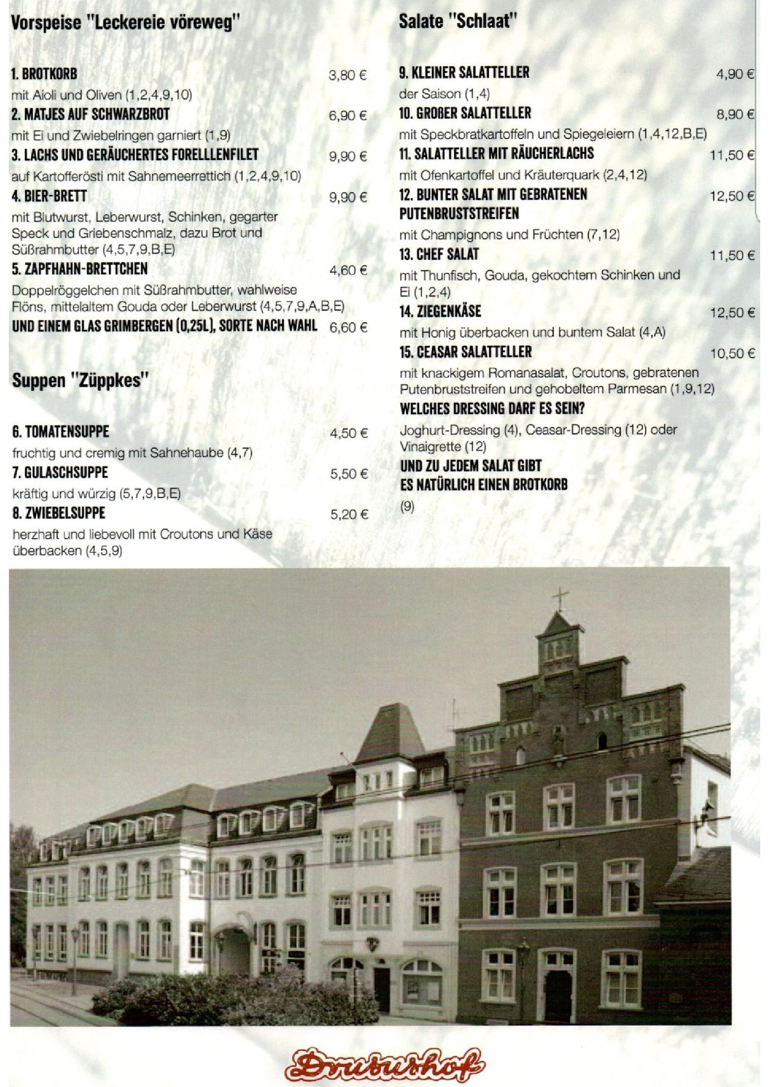 Speisekarte Drusushof in Neuss, Seite 1