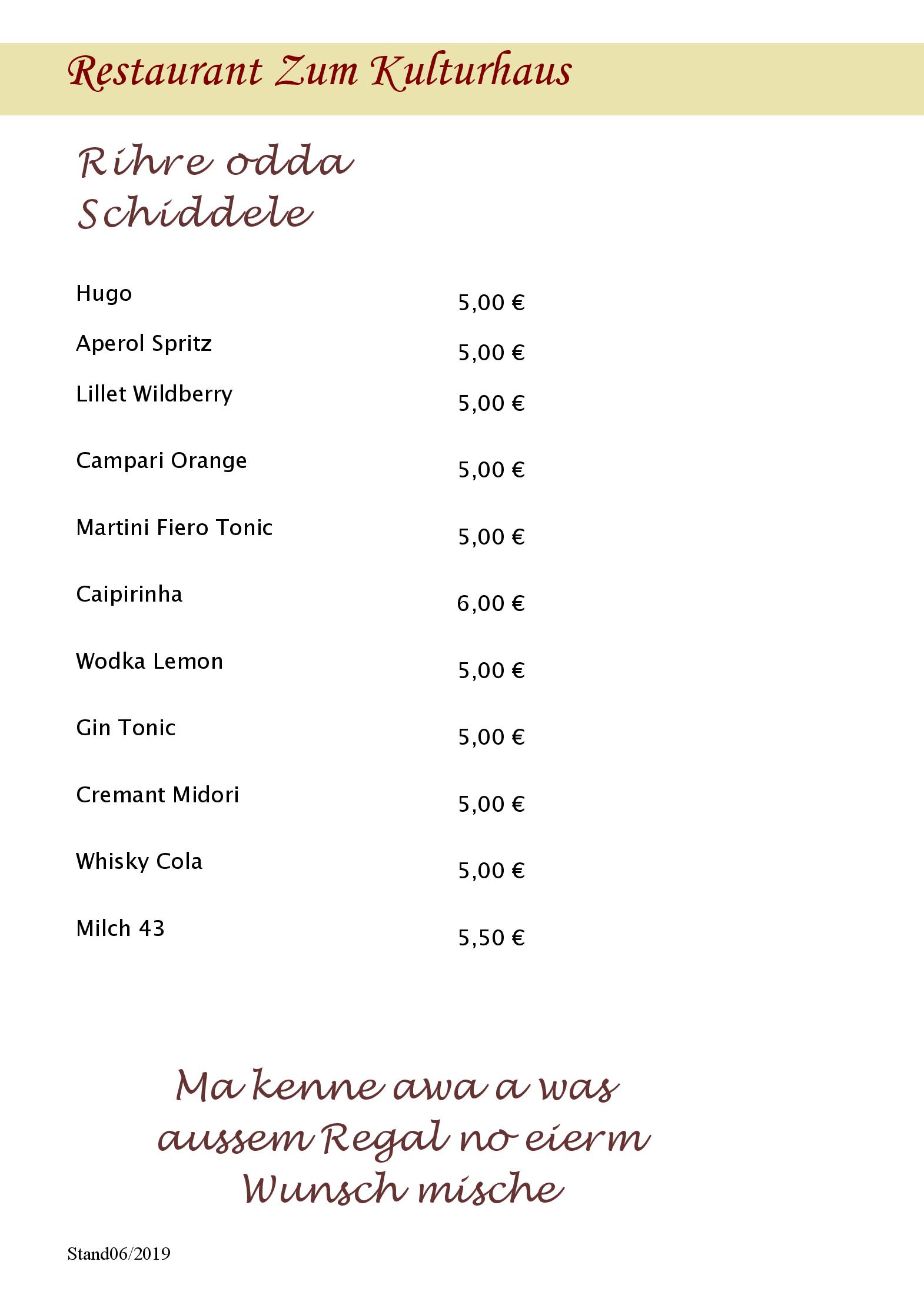 Speisekarte Zum Kulturhaus in Sankt Ingbert, Seite 13