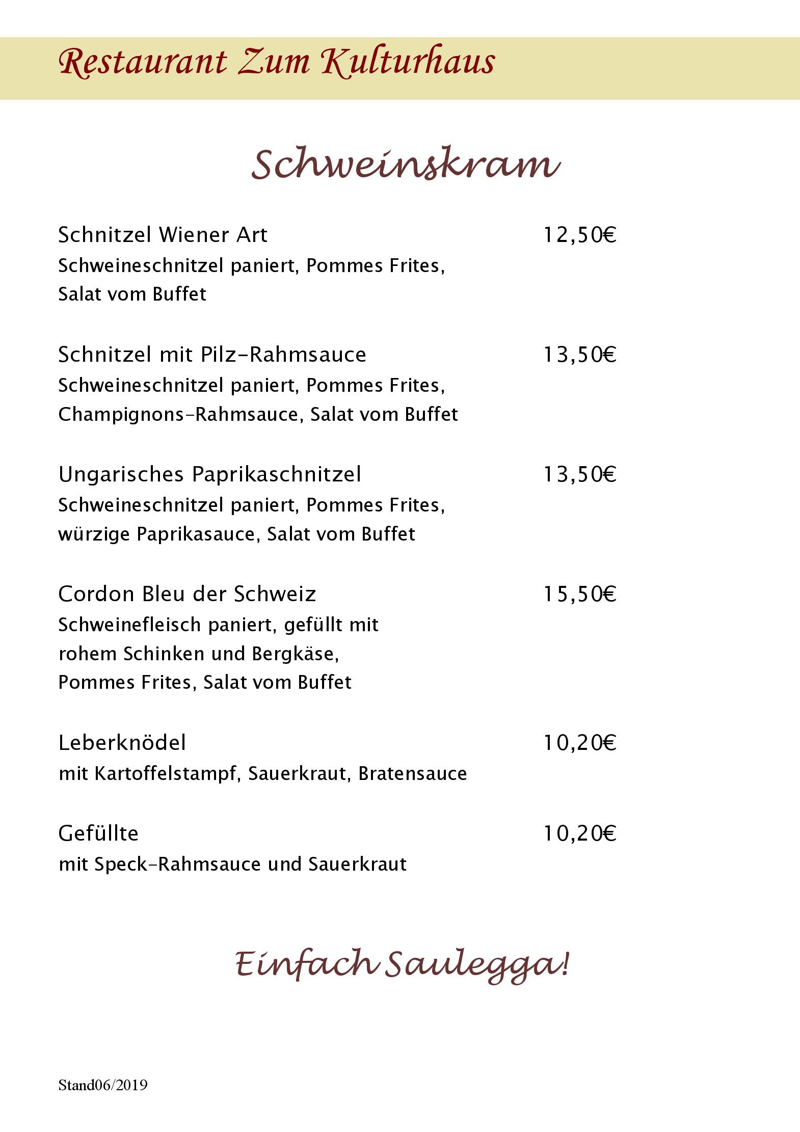 Speisekarte Zum Kulturhaus in Sankt Ingbert, Seite 3