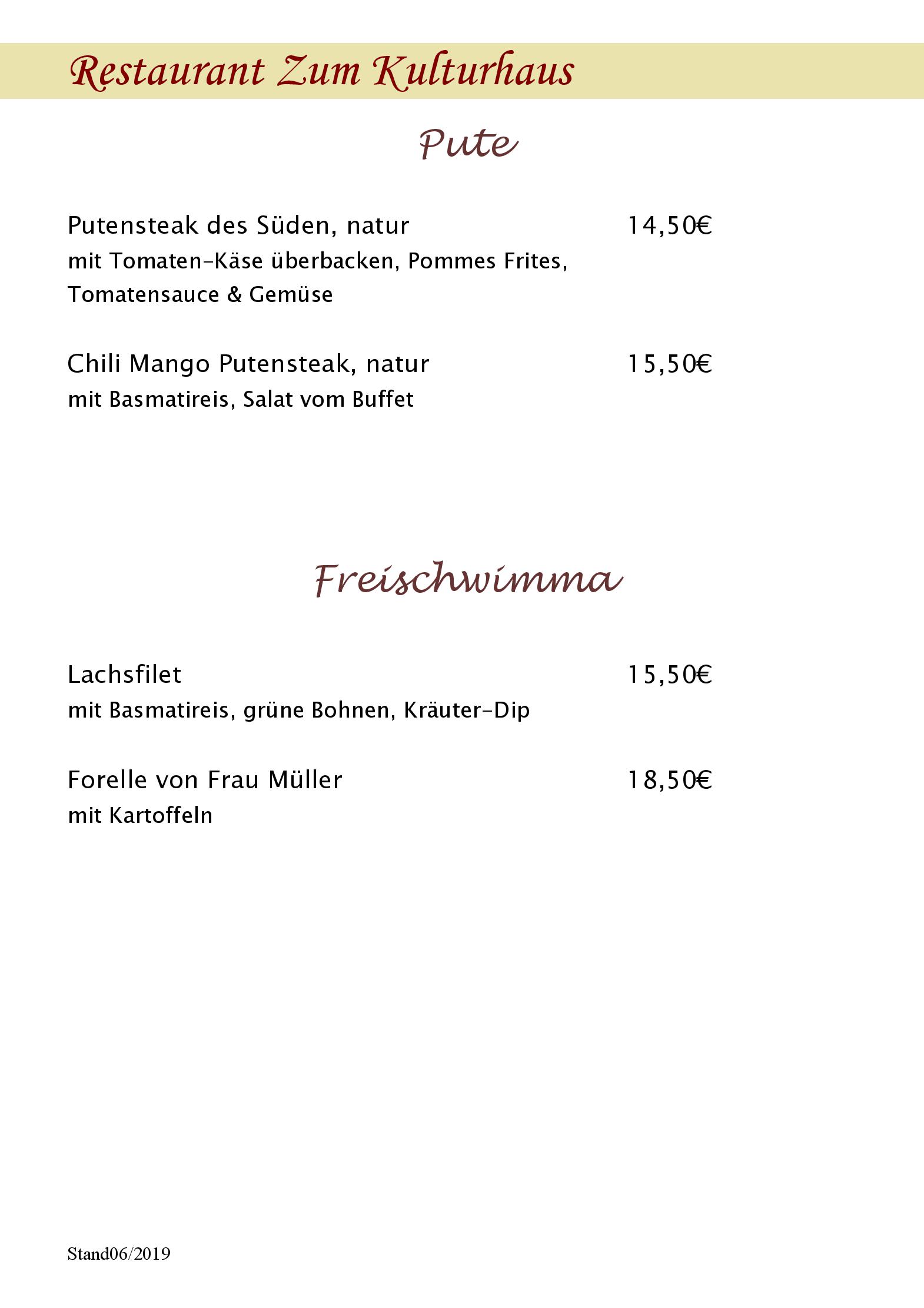 Speisekarte Zum Kulturhaus in Sankt Ingbert, Seite 6