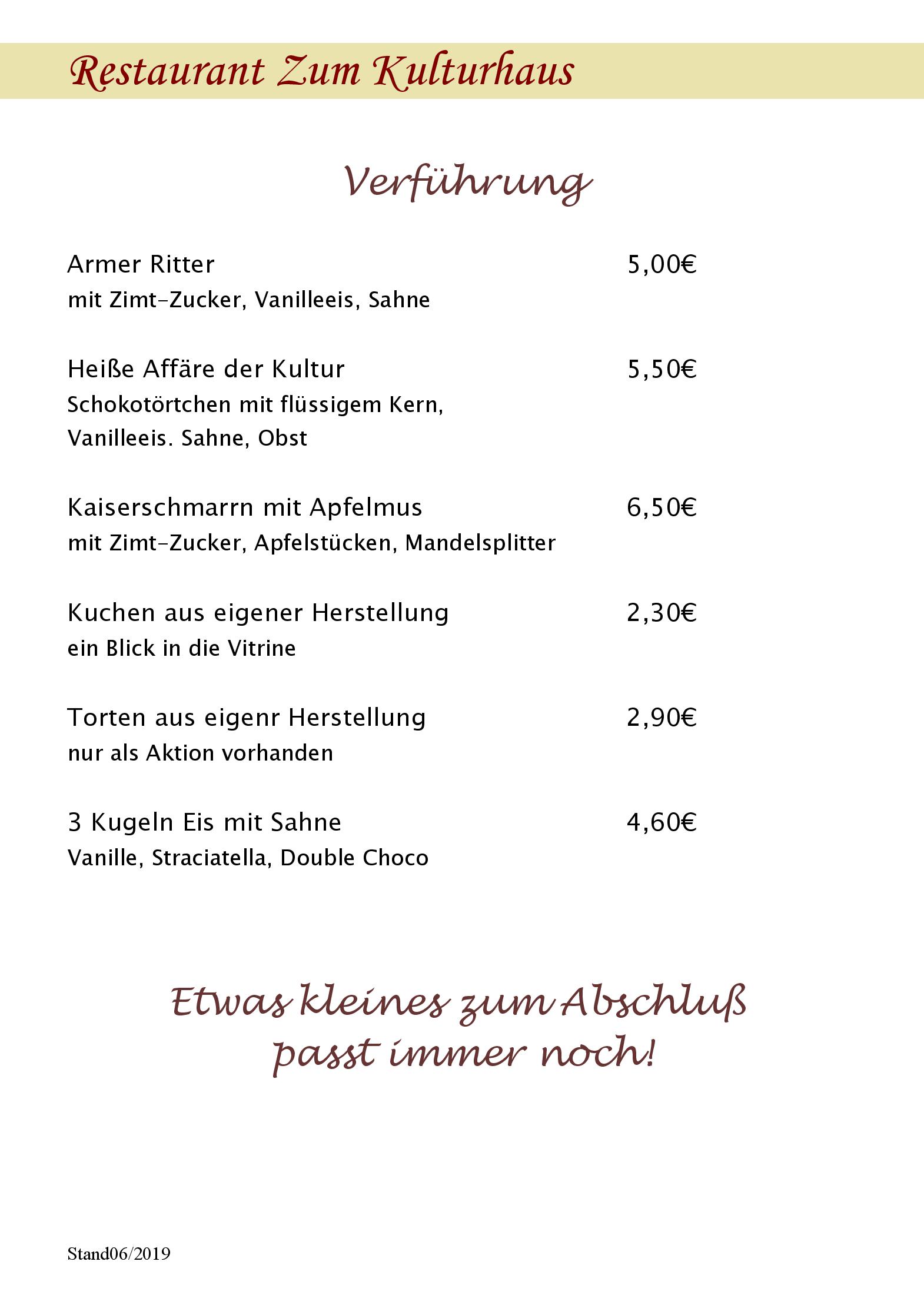 Speisekarte Zum Kulturhaus in Sankt Ingbert, Seite 8