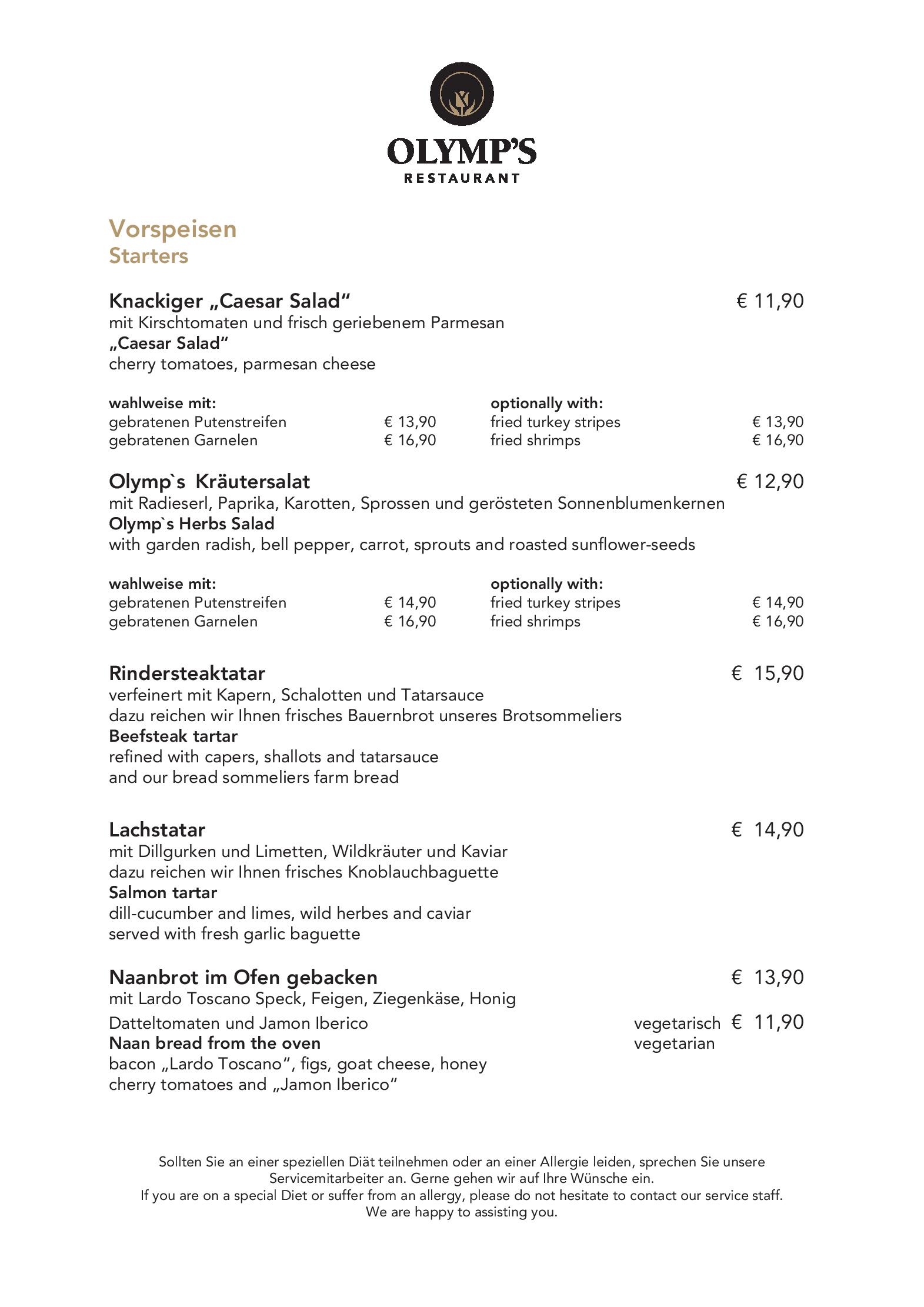 Speisekarte Olymp´s Restaurant in Eching, Seite 4