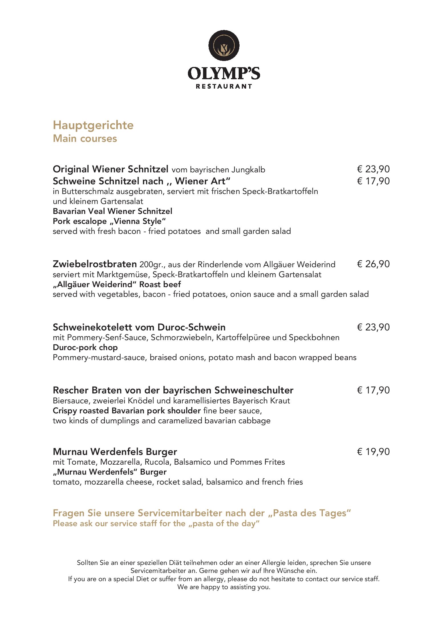 Speisekarte Olymp´s Restaurant in Eching, Seite 5